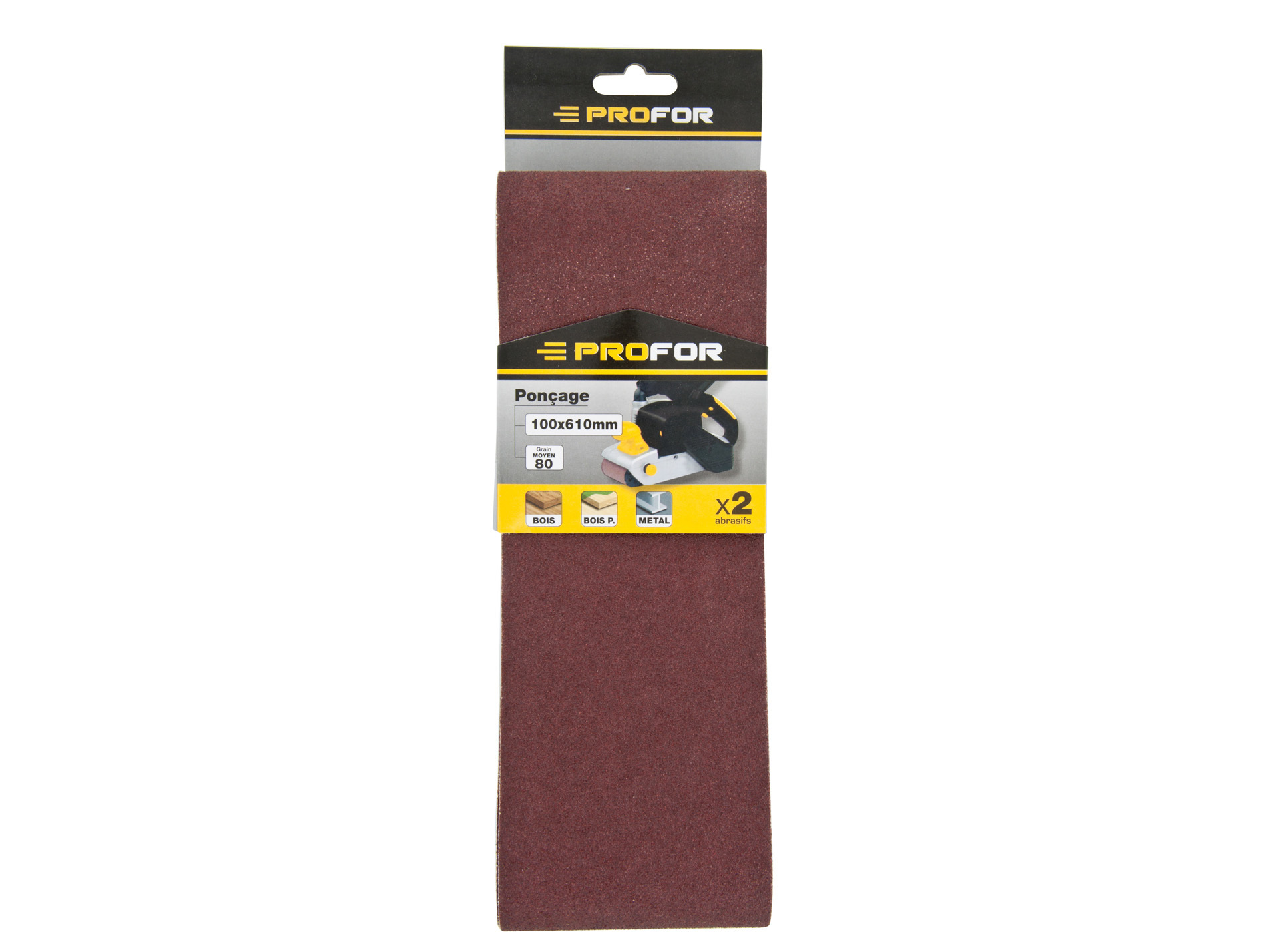 2 bandes abrasives 100x610mm grain 50 PROFOR