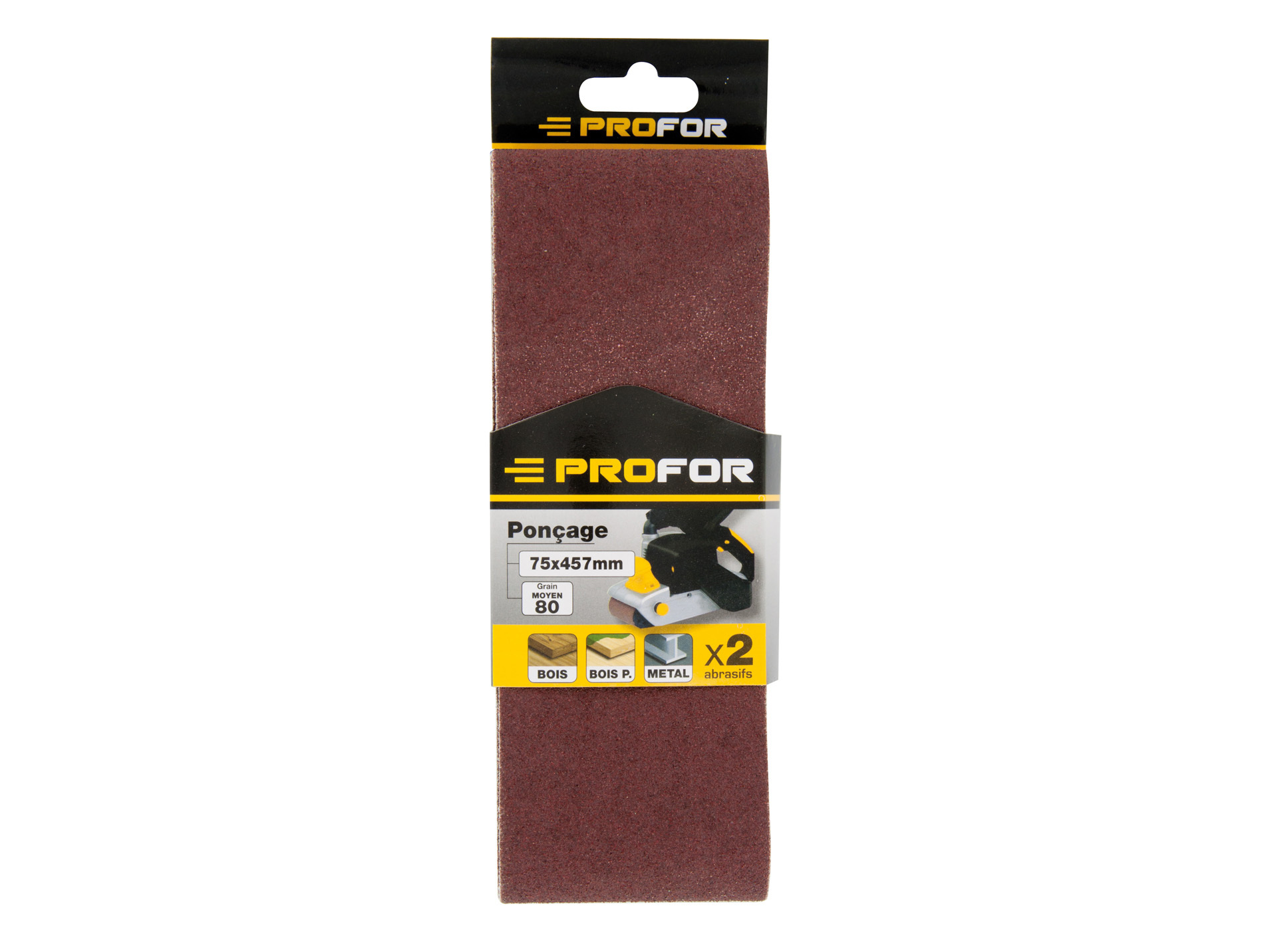 2 bandes abrasives 75x457mm grain 120 PROFOR