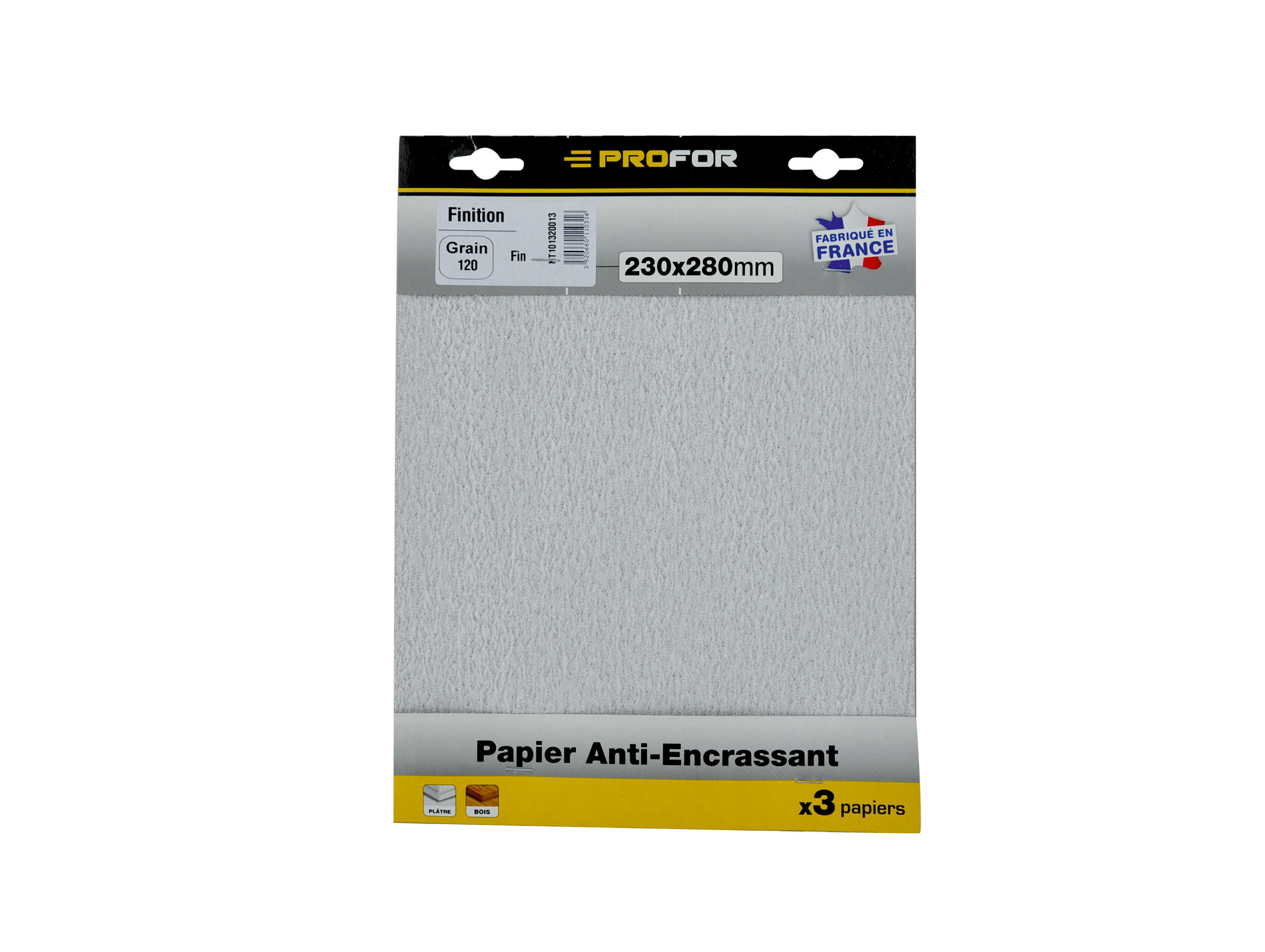 3 feuilles abrasives 230x280mm grain 320 anti-encrassant