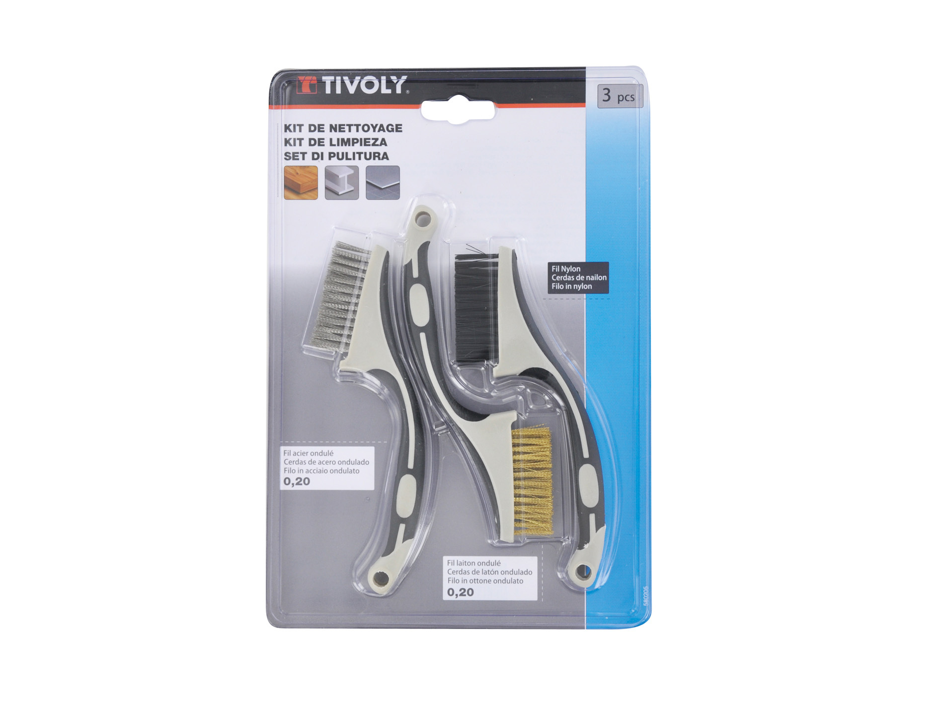 3 brosses à main mixtes TIVOLY