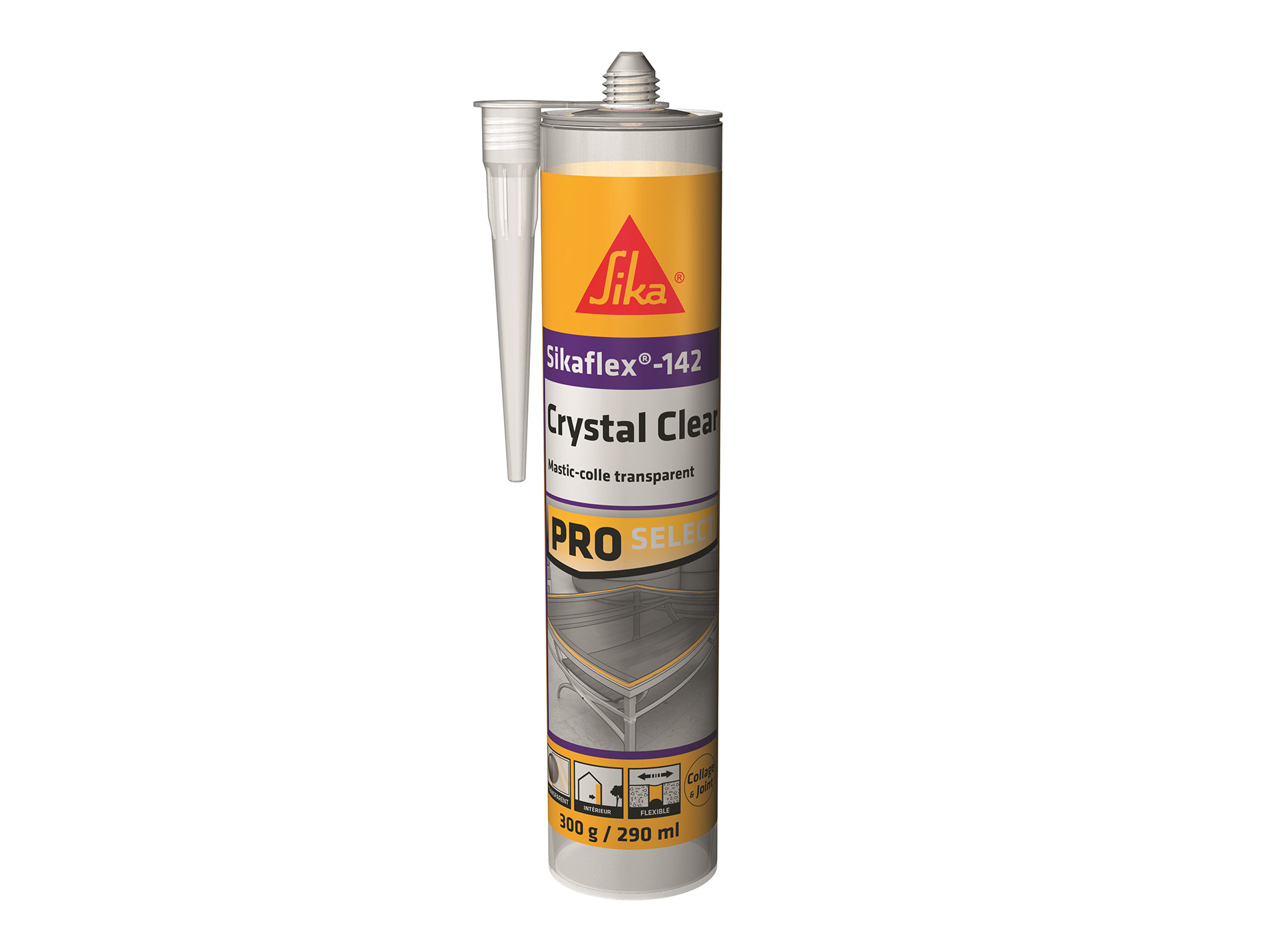 Mastic colle Sikaflex Crystal clear transparent 300ml