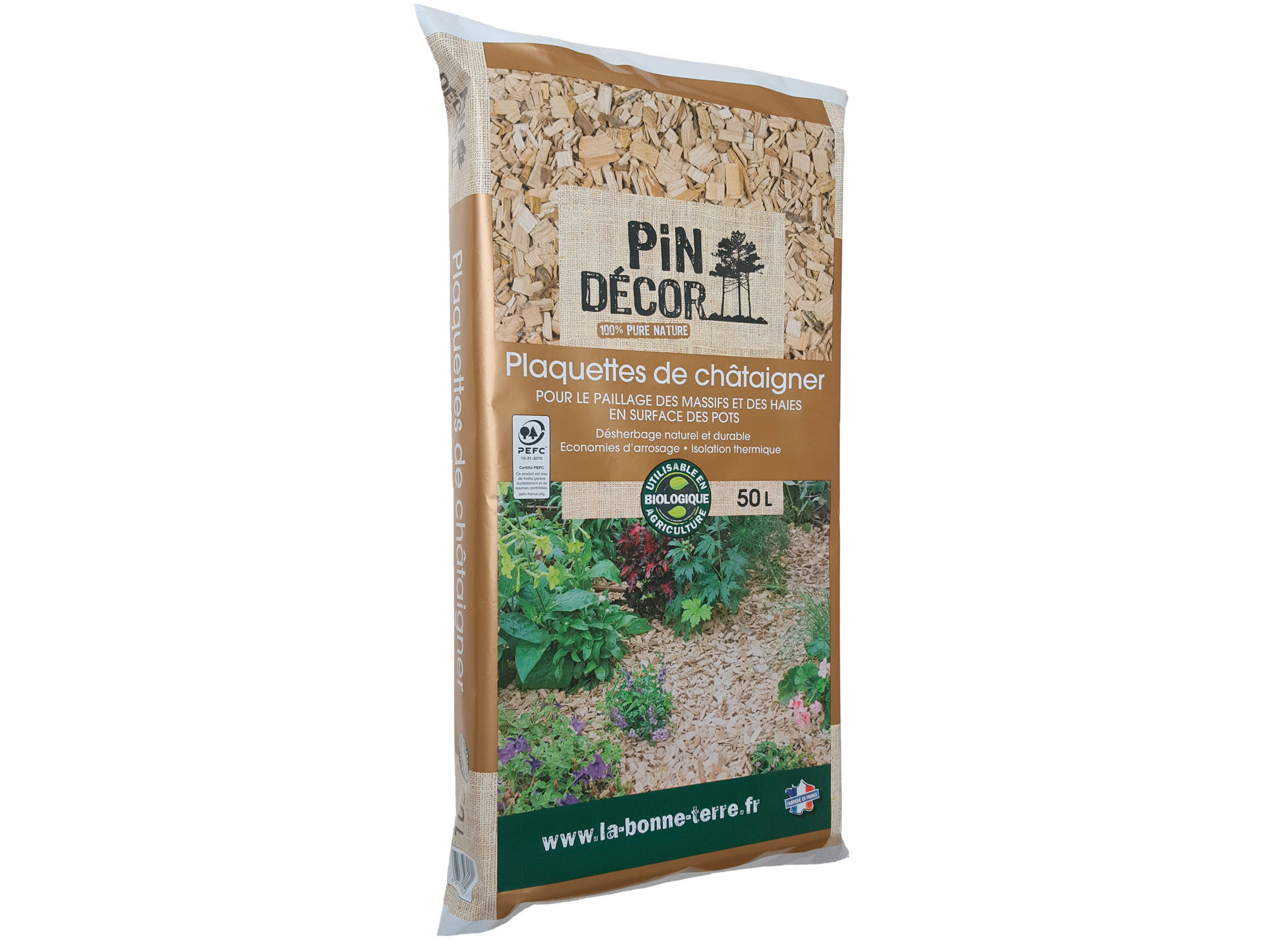 Plaquettes de châtaignier PIN DECOR 50L
