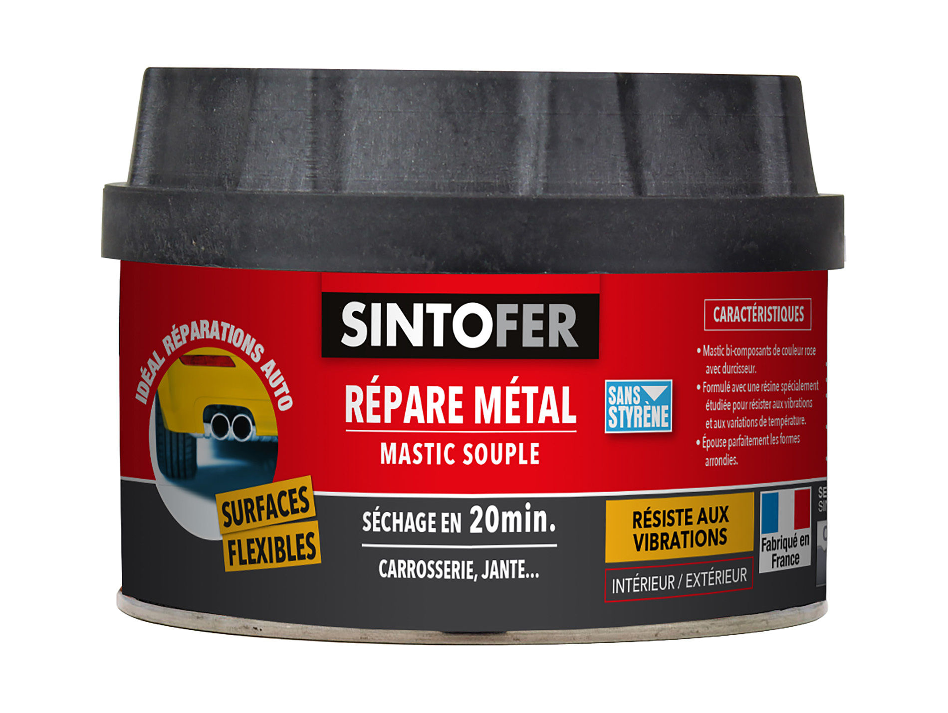 Mastic polyester souple Répare Métal SINTO 300g