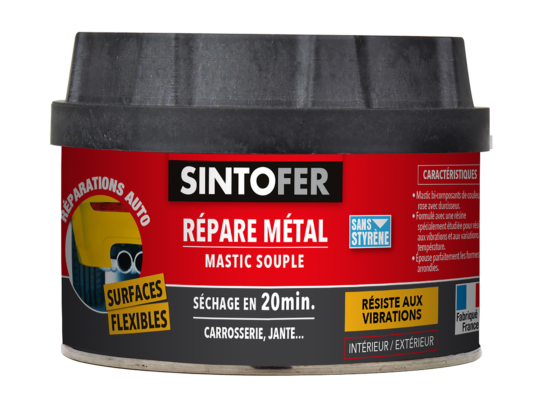 Mastic polyester souple Répare Métal SINTO 900g