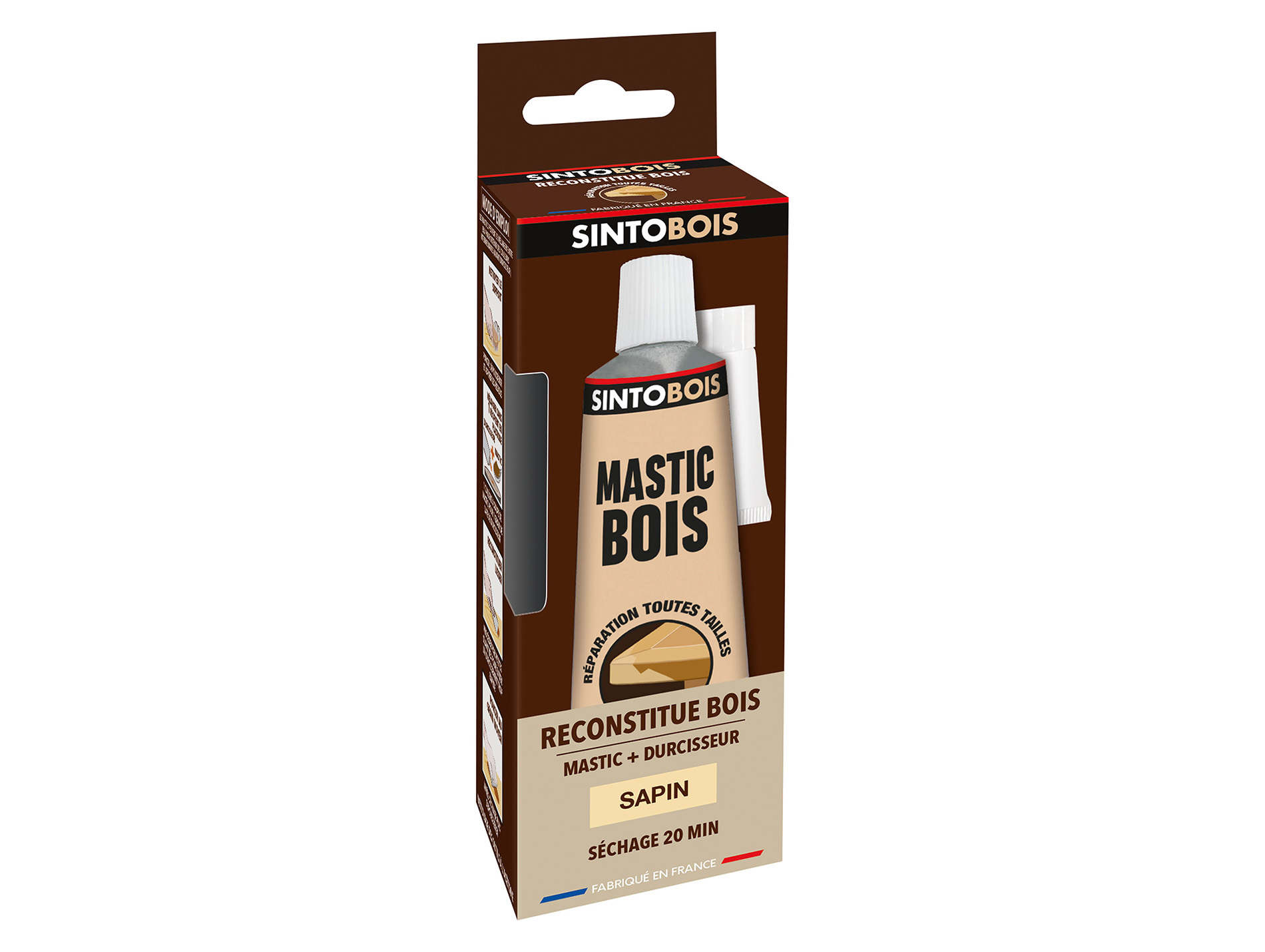 Mastic à bois SINTOBOIS avec durcisseur Sapin 66ml