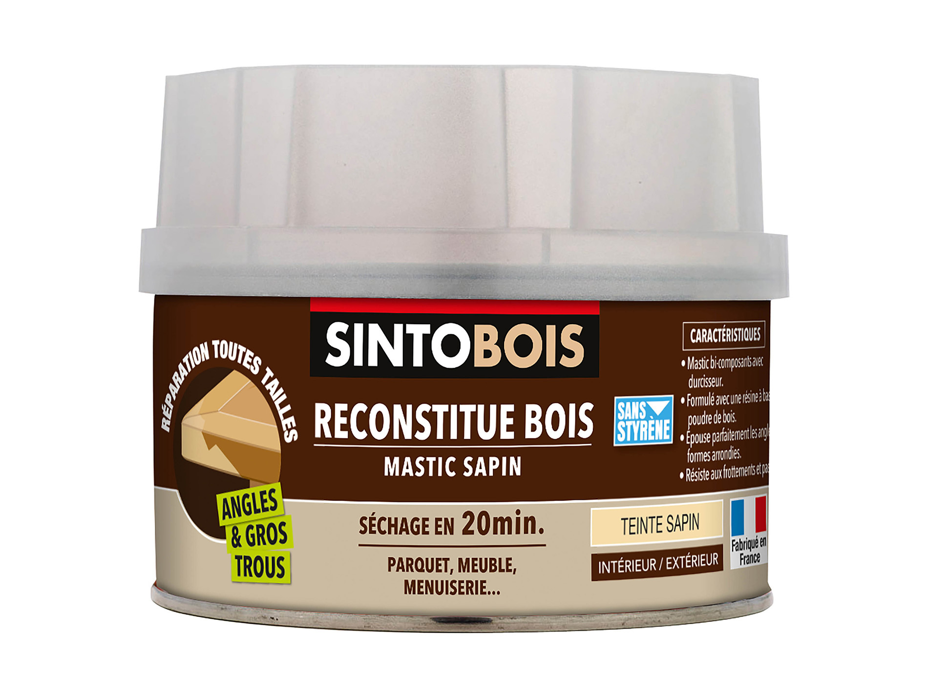 Mastic à bois SINTOBOIS avec durcisseur Sapin 170ml