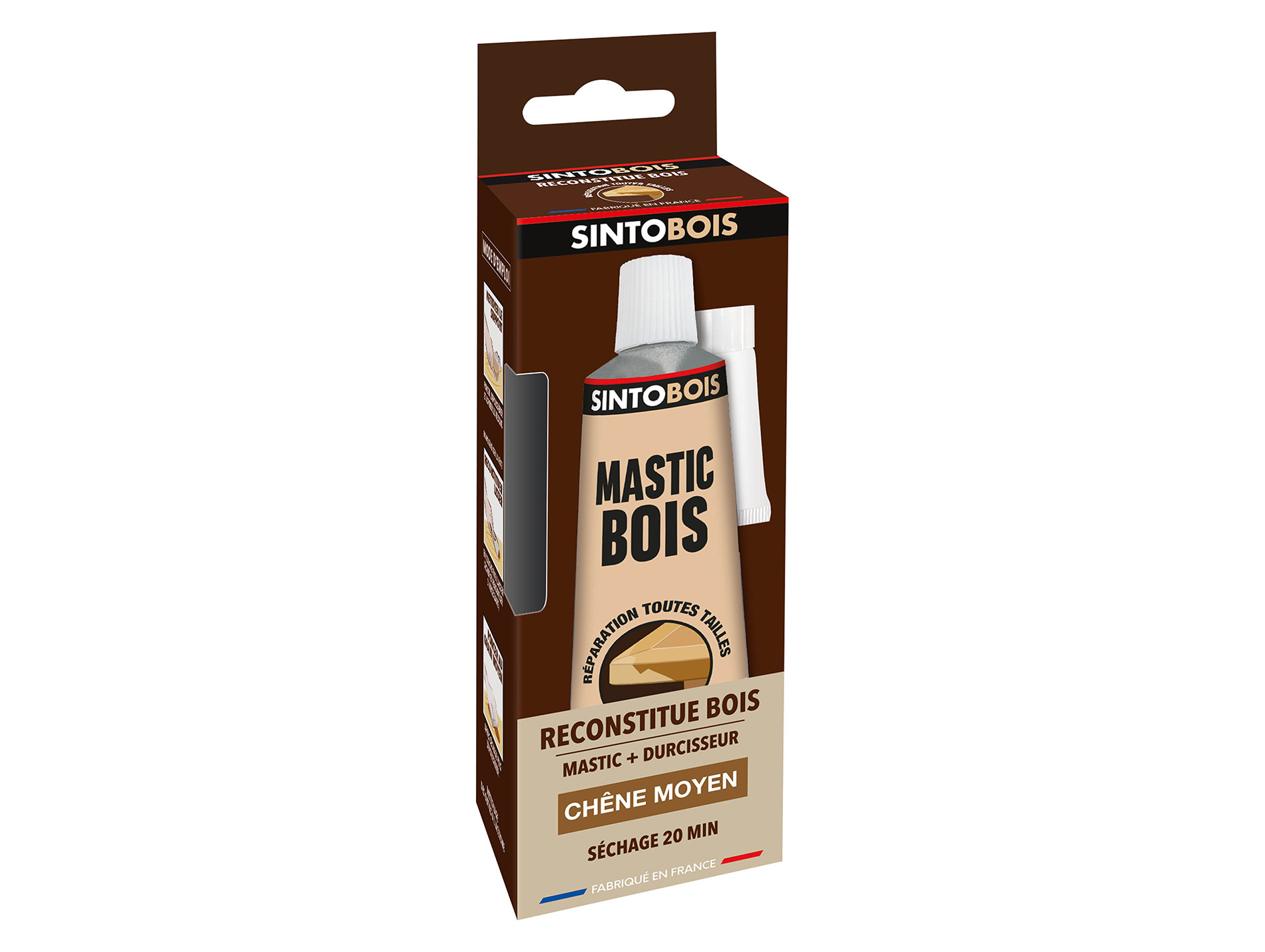 Mastic à bois SINTOBOIS avec durcisseur Chêne moyen 66ml