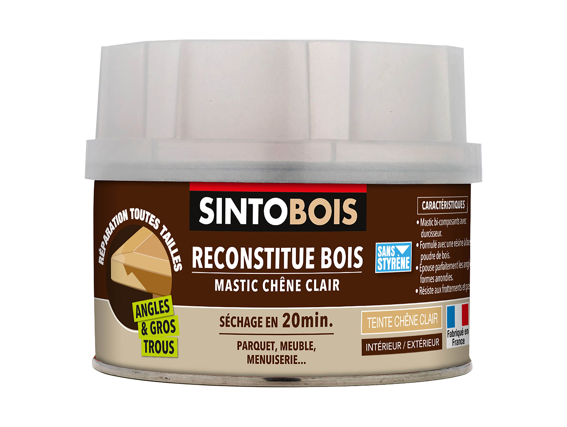 Mastic à bois SINTOBOIS avec durcisseur Chêne clair 170ml