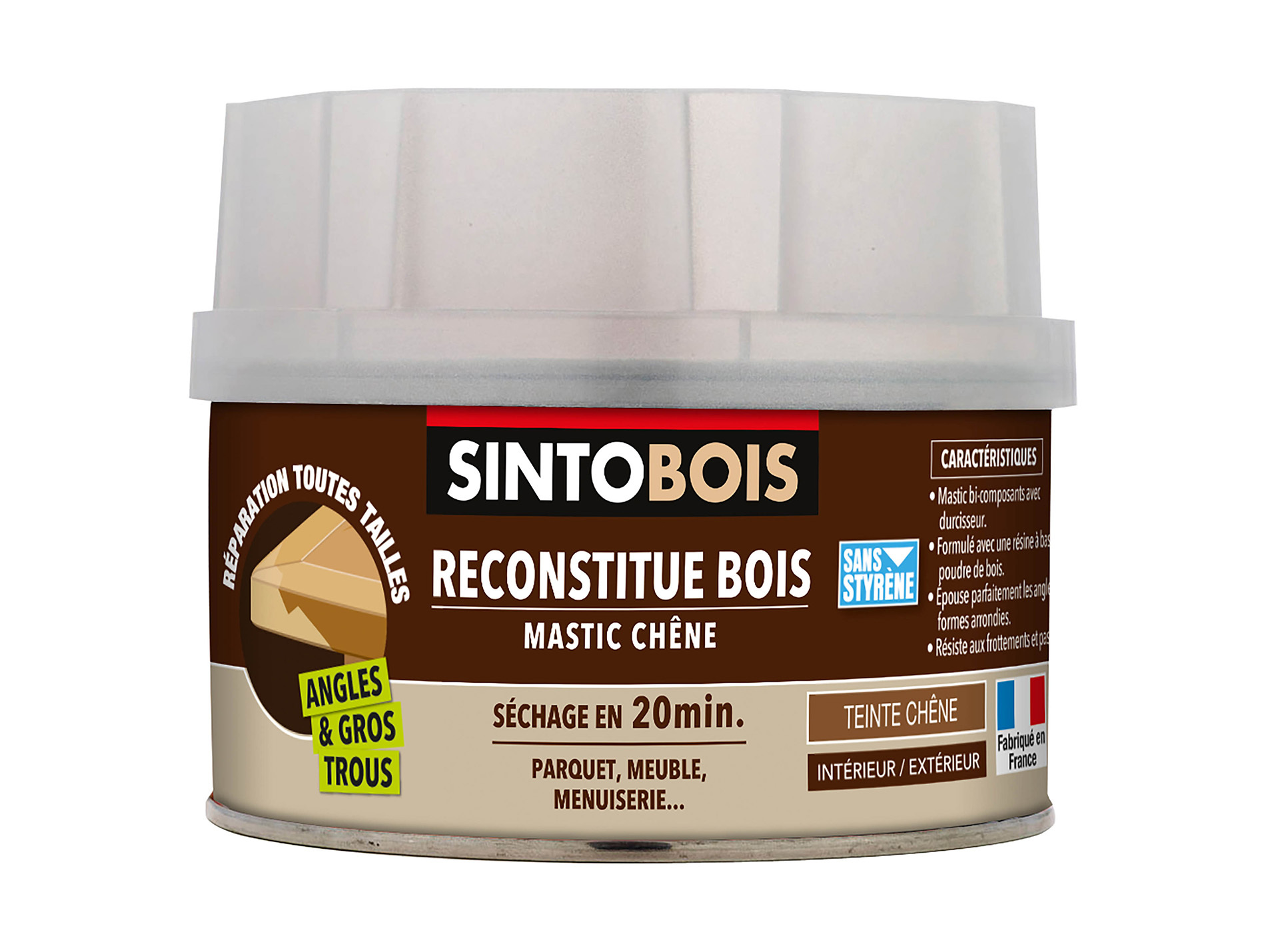 Mastic à bois SINTOBOIS avec durcisseur Chêne 170ml
