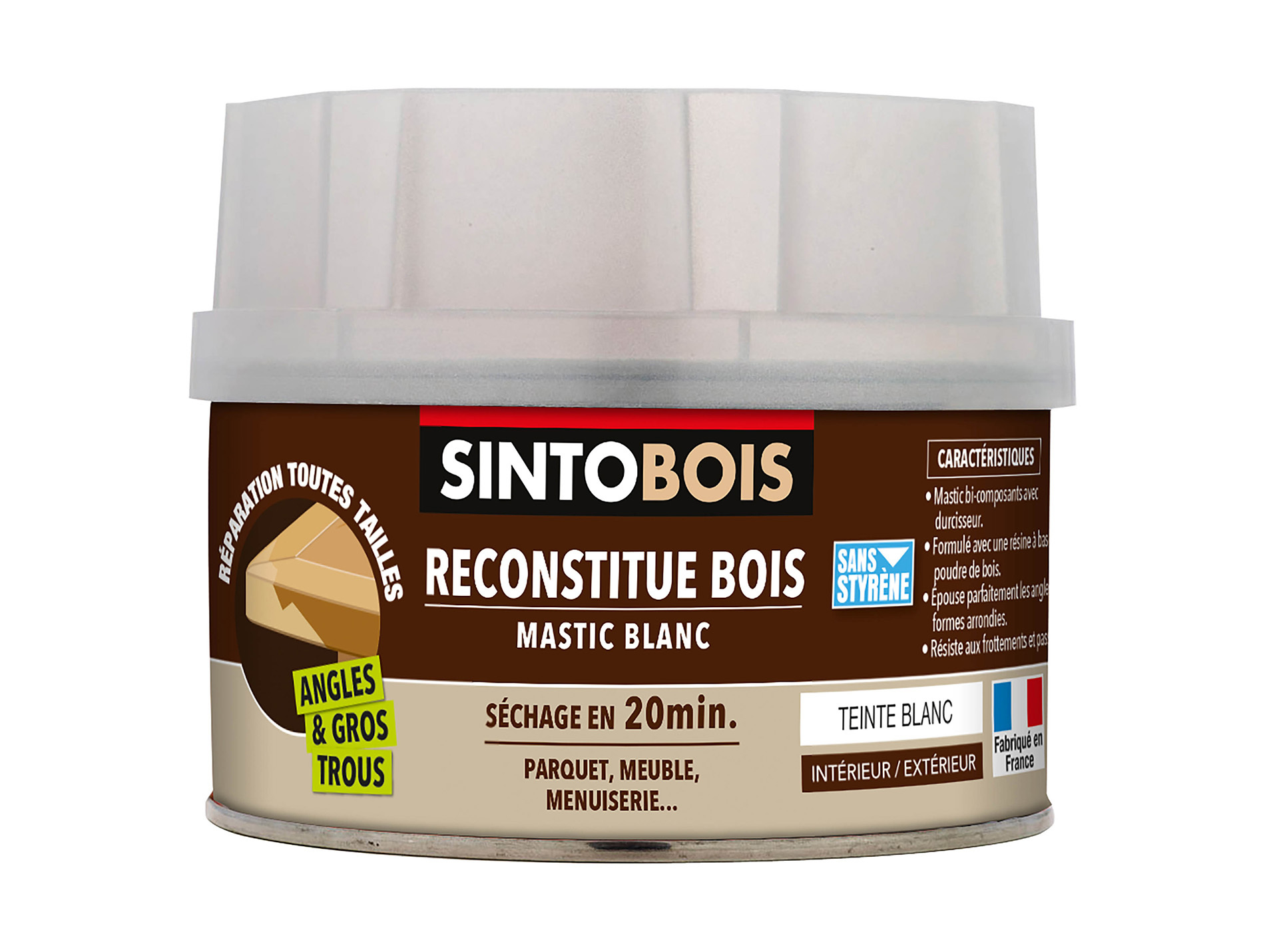 Mastic à bois SINTOBOIS avec durcisseur Blanc 170ml