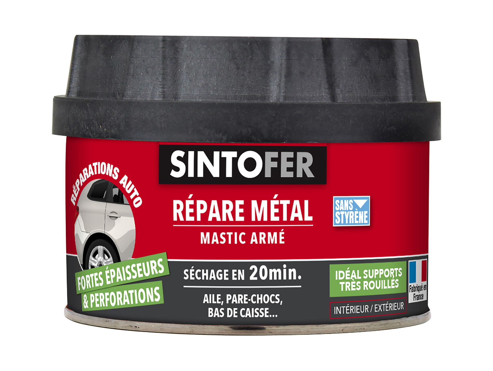 Mastic polyester armé Répare Métal SINTO 550g