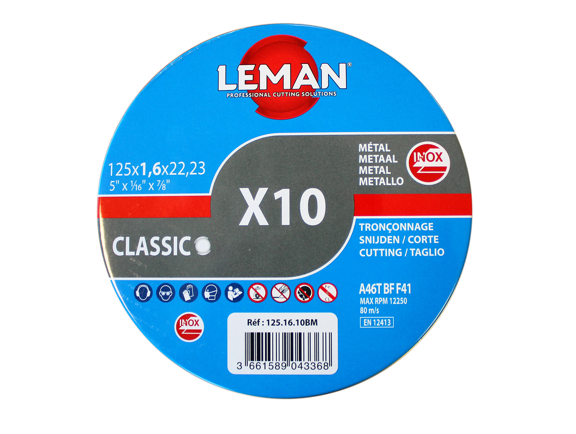 Disques de coupe inox LEMAN Ø125mm x10