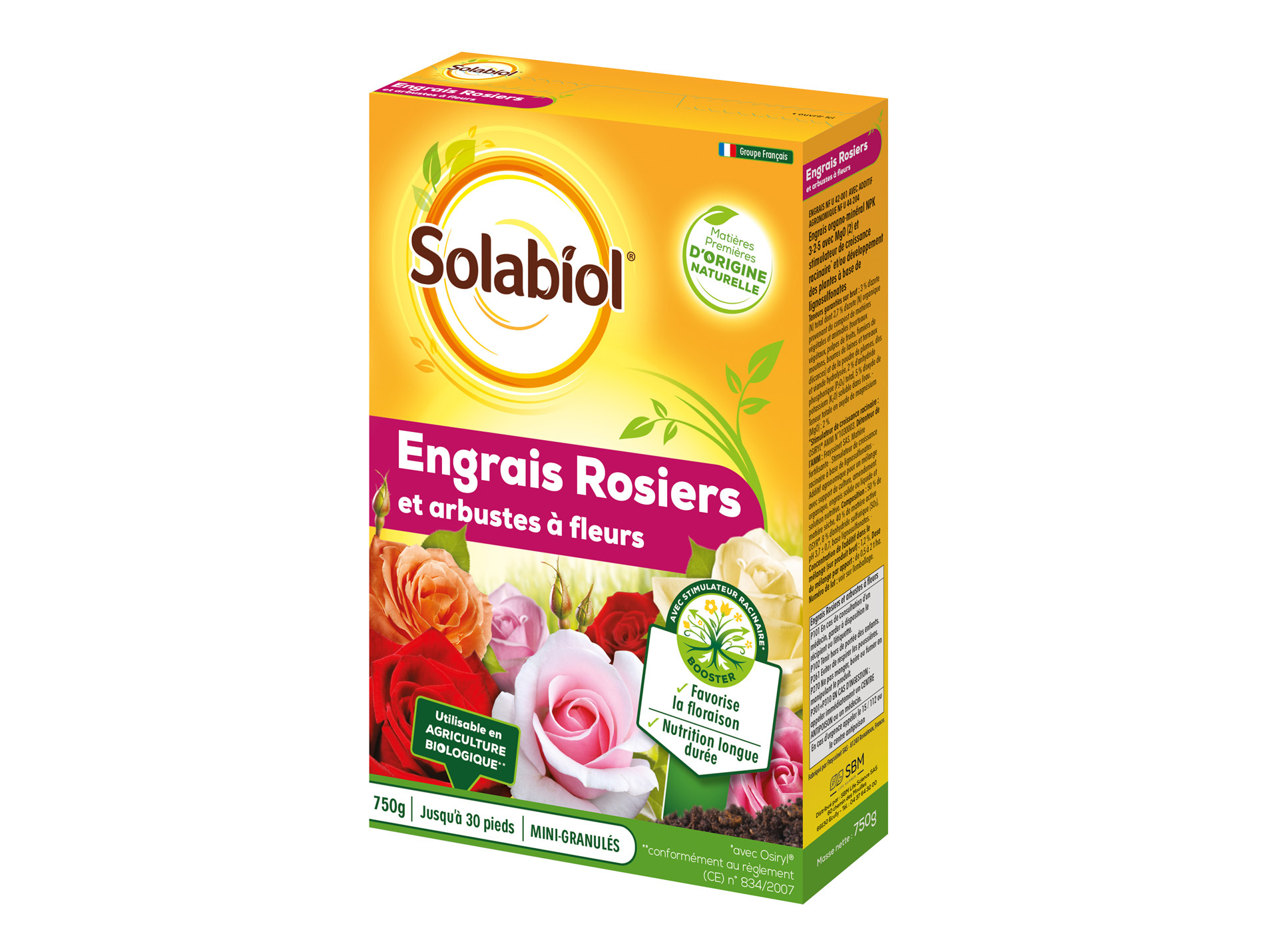 Engrais naturel rosiers SOLABIOL 750g