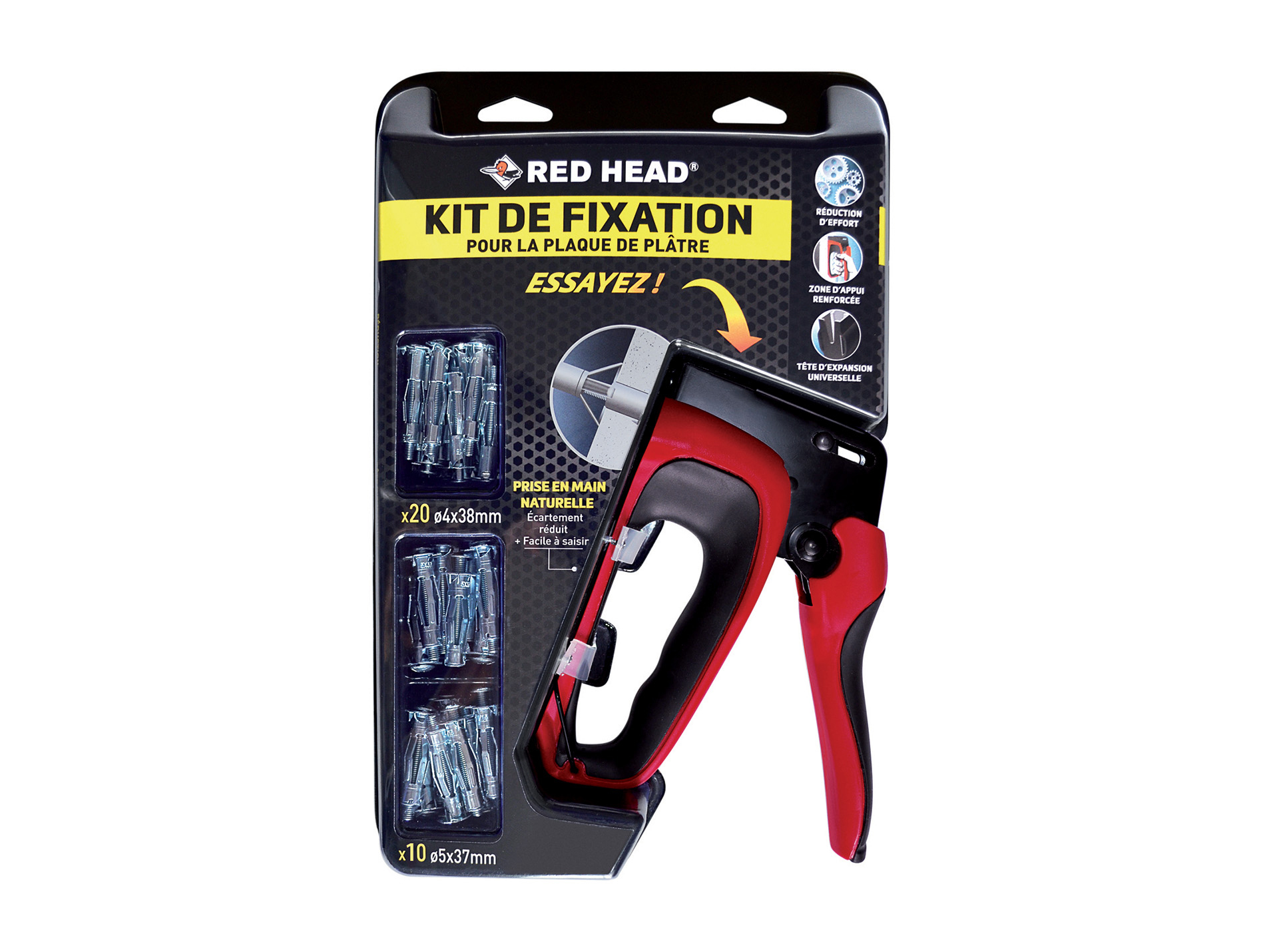 Kit pince de fixation + chevilles RED HEAD