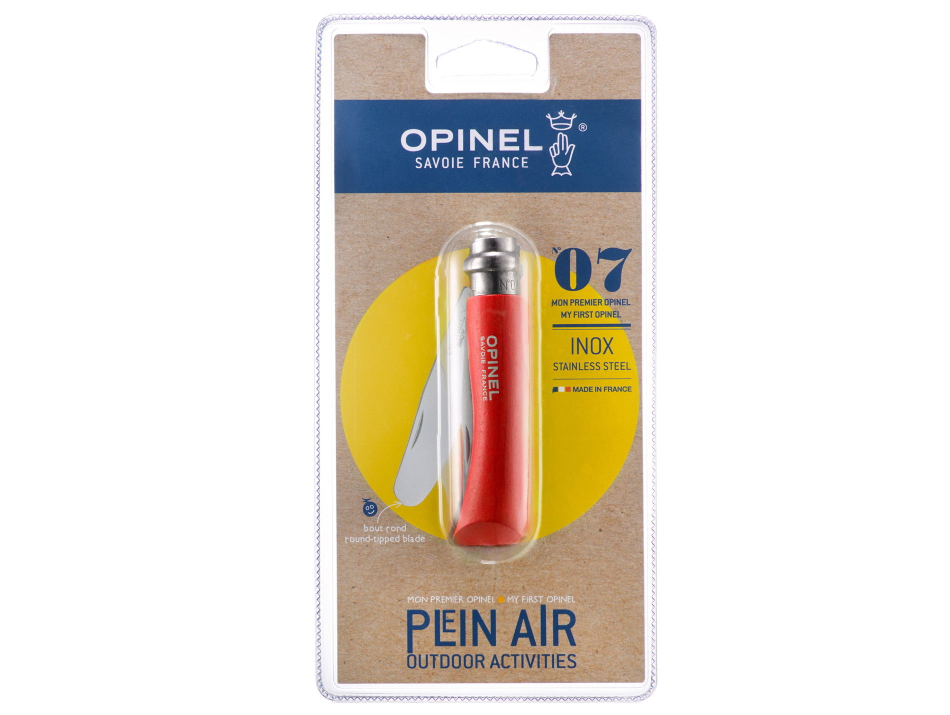 Couteau OPINEL à bout rond n°7 rouge