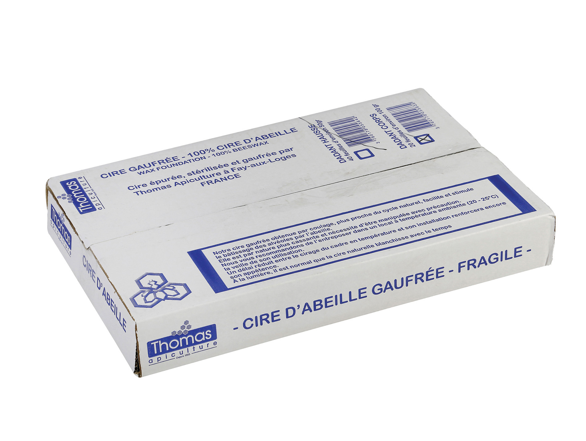 Feuille de cire gaufrée THOMAS APICULTURE Dadant hausse x40