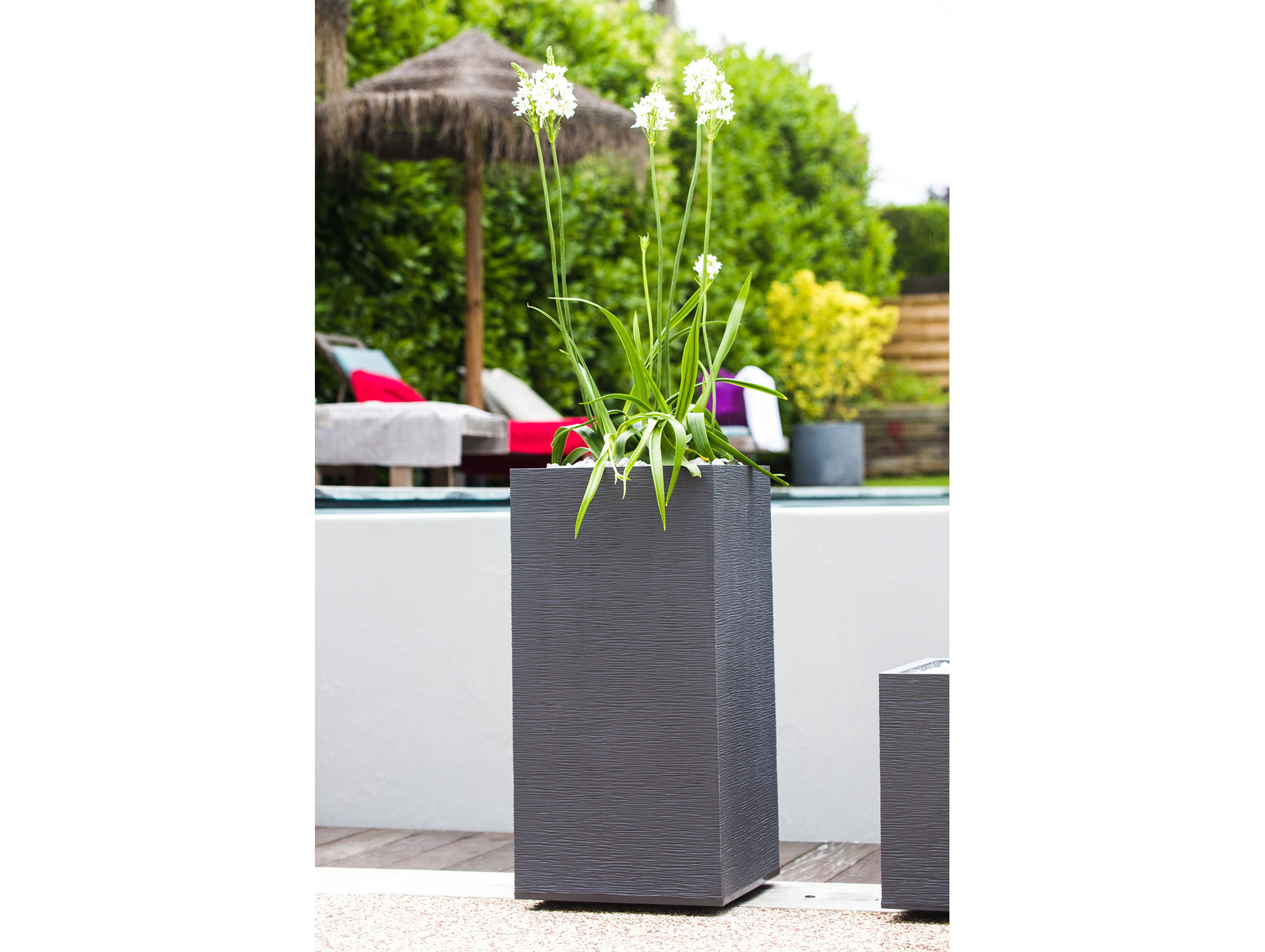 Pot carré haut EDA Graphit 39cm Anthracite