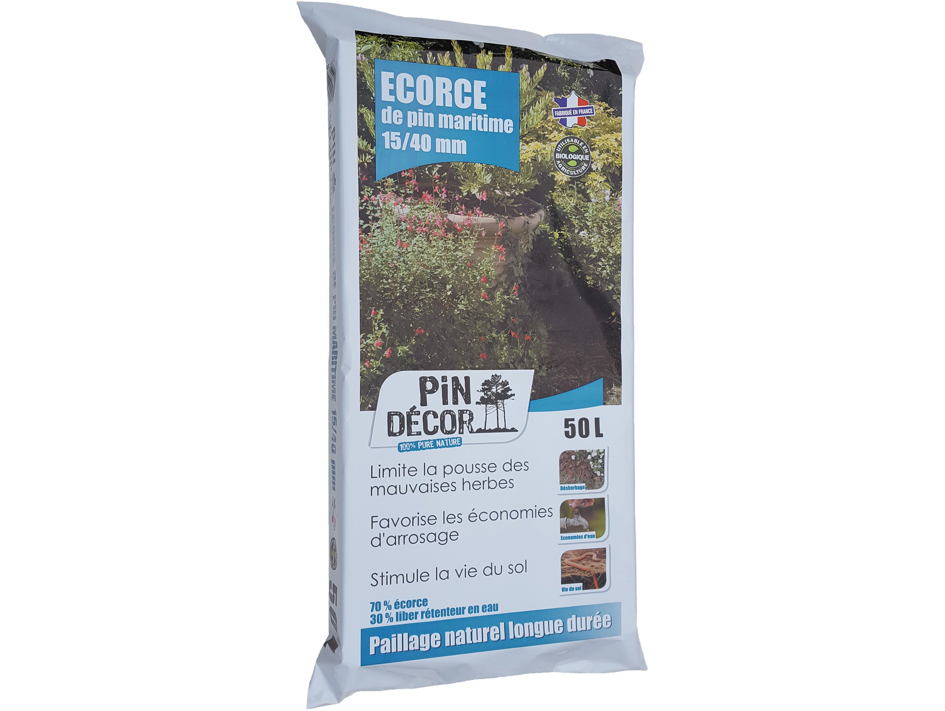 Ecorces de pin maritime PIN DECOR 15/40 mm 50L