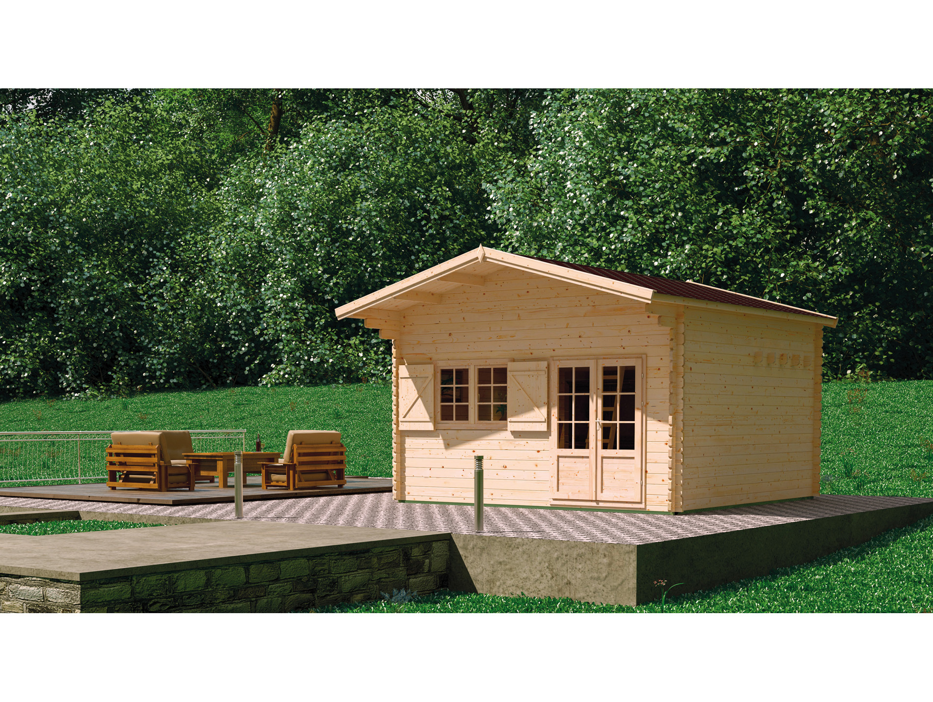 Abri habitable en bois Jasmin 20,80 m²