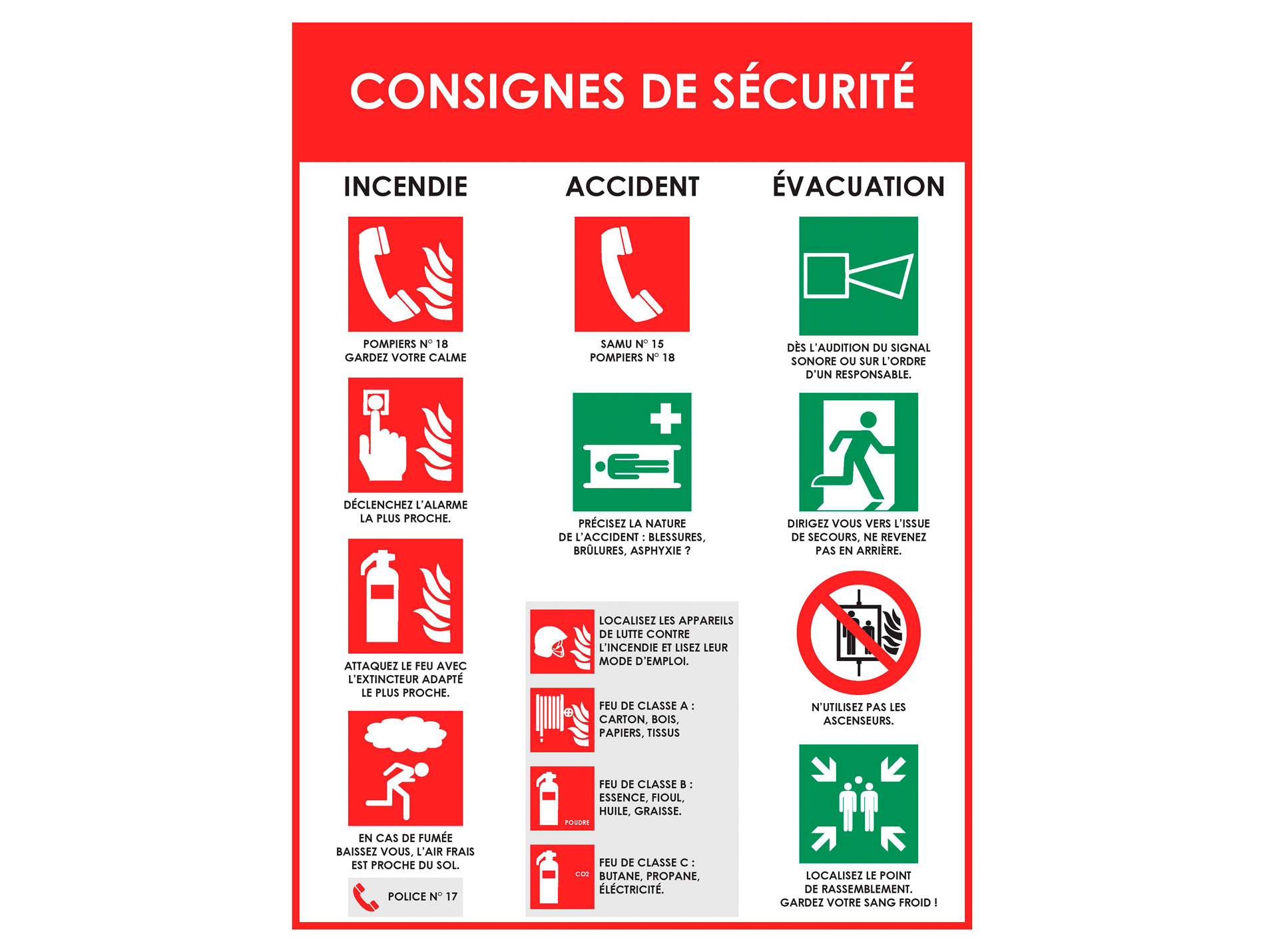 Panneau Incendie évacuation accident 400X300mm