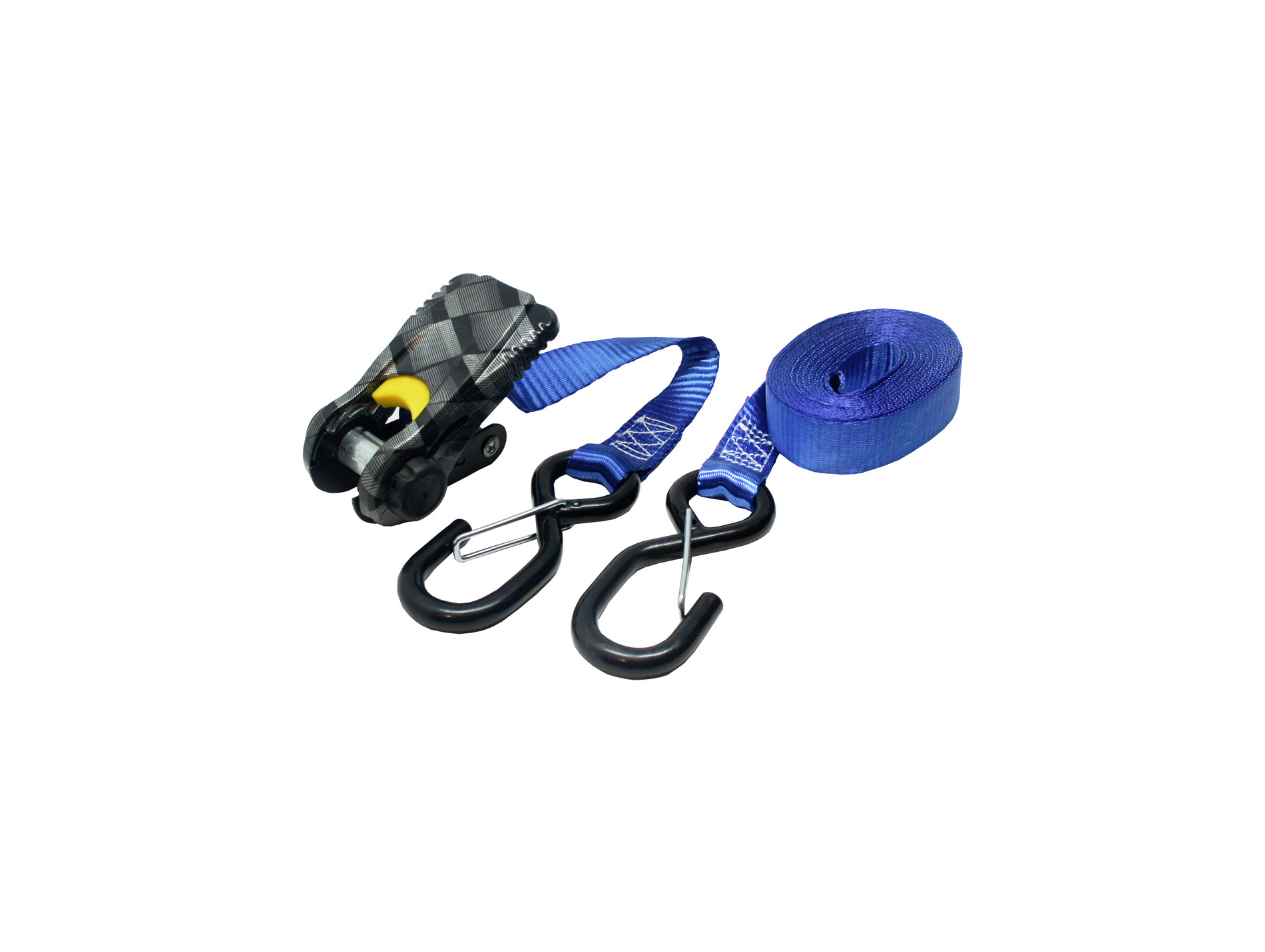 Sangle à cliquet finition carbone L.5m bleu