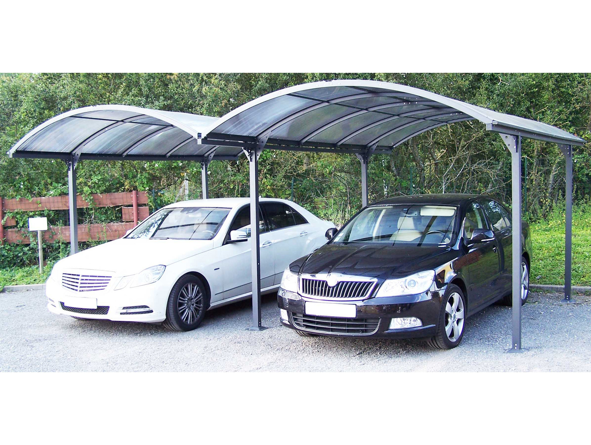 Carport double aluminium L.590xl.485h.250 toit polycarbonate