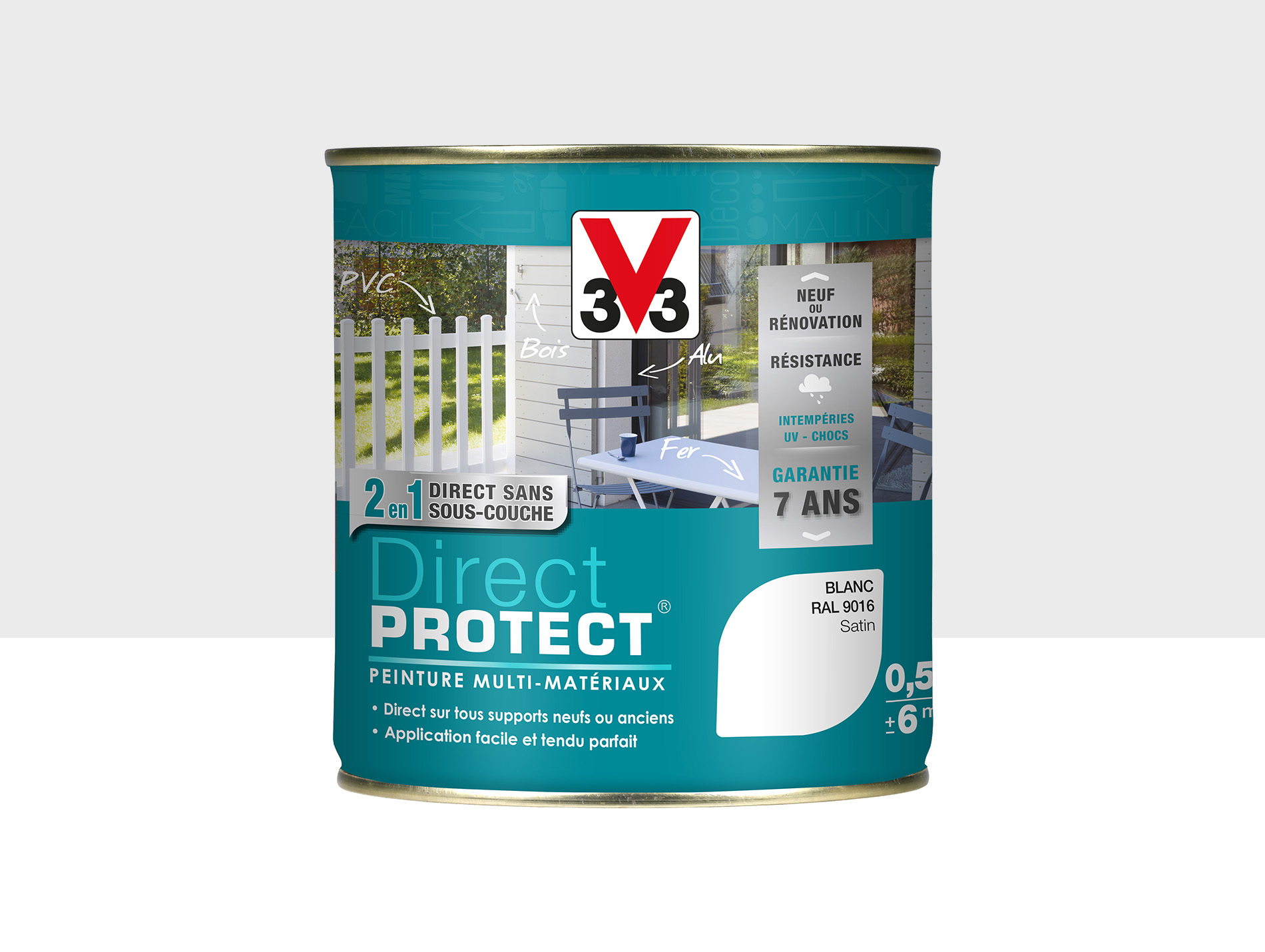 Peinture ext V33 Direct Protect Satiné Blanc 500ml