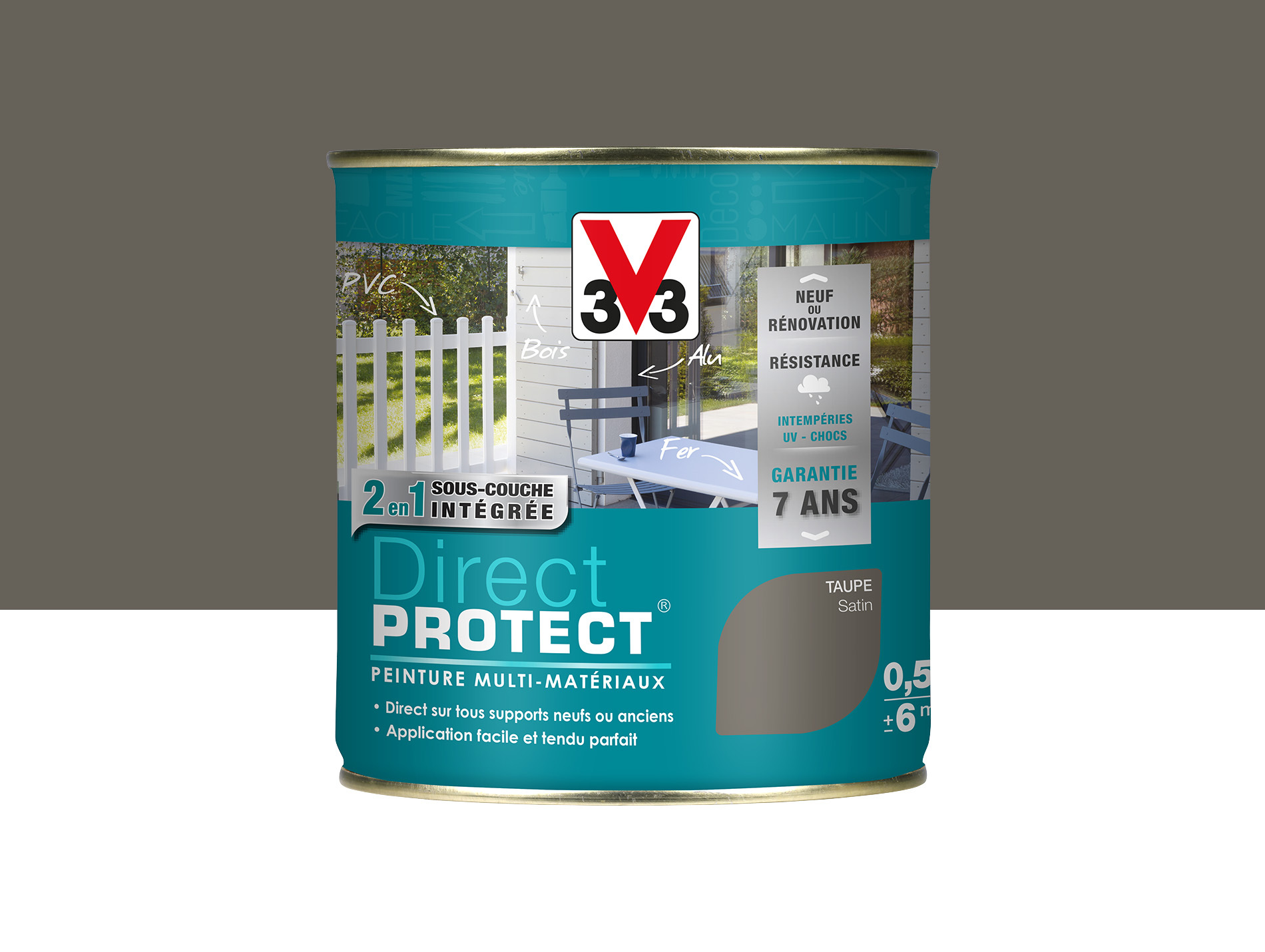 Peinture ext V33 Direct Protect Satiné Taupe 500ml
