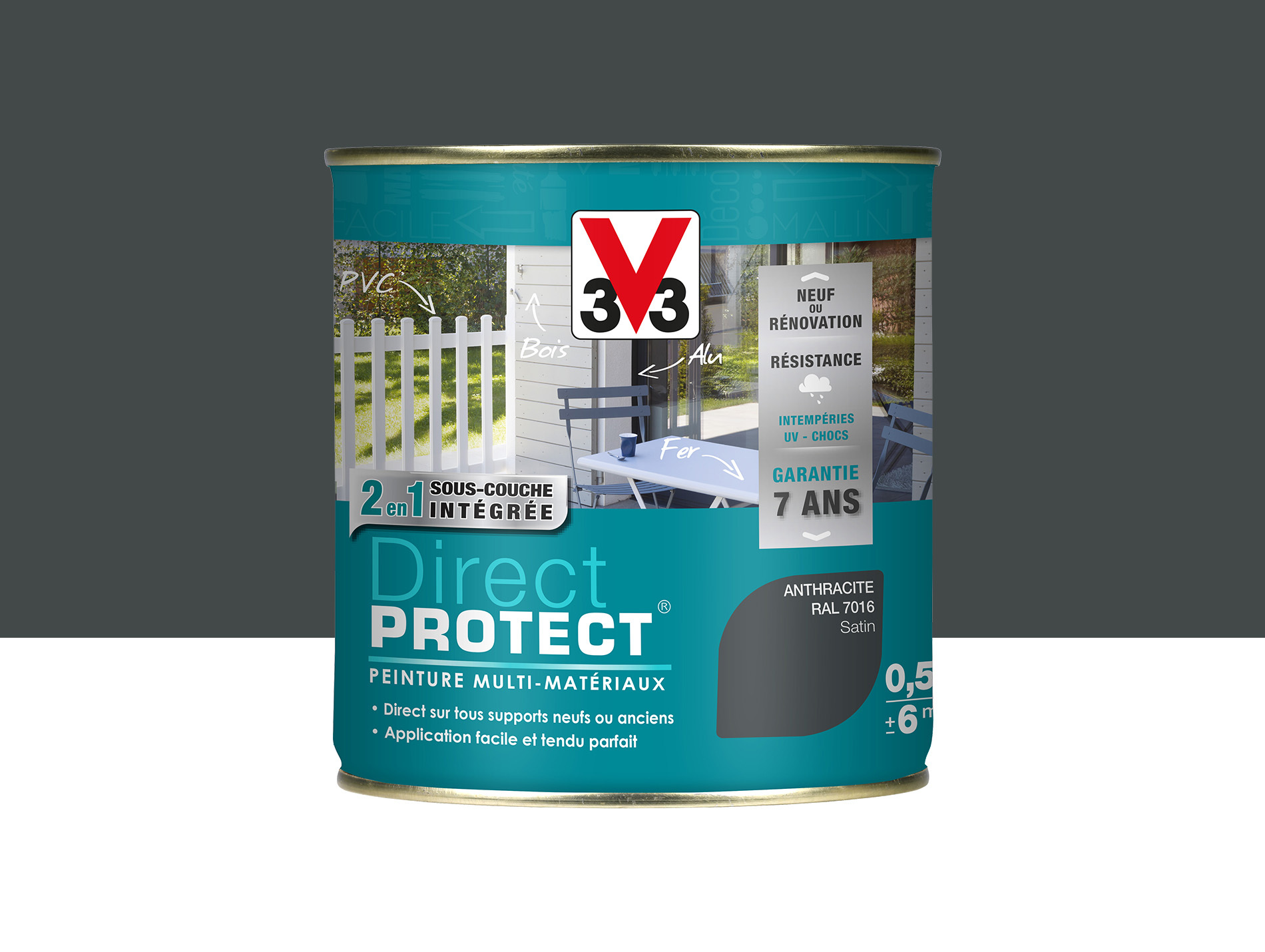 Peinture ext V33 Direct Protect Satiné Anthracite 500ml