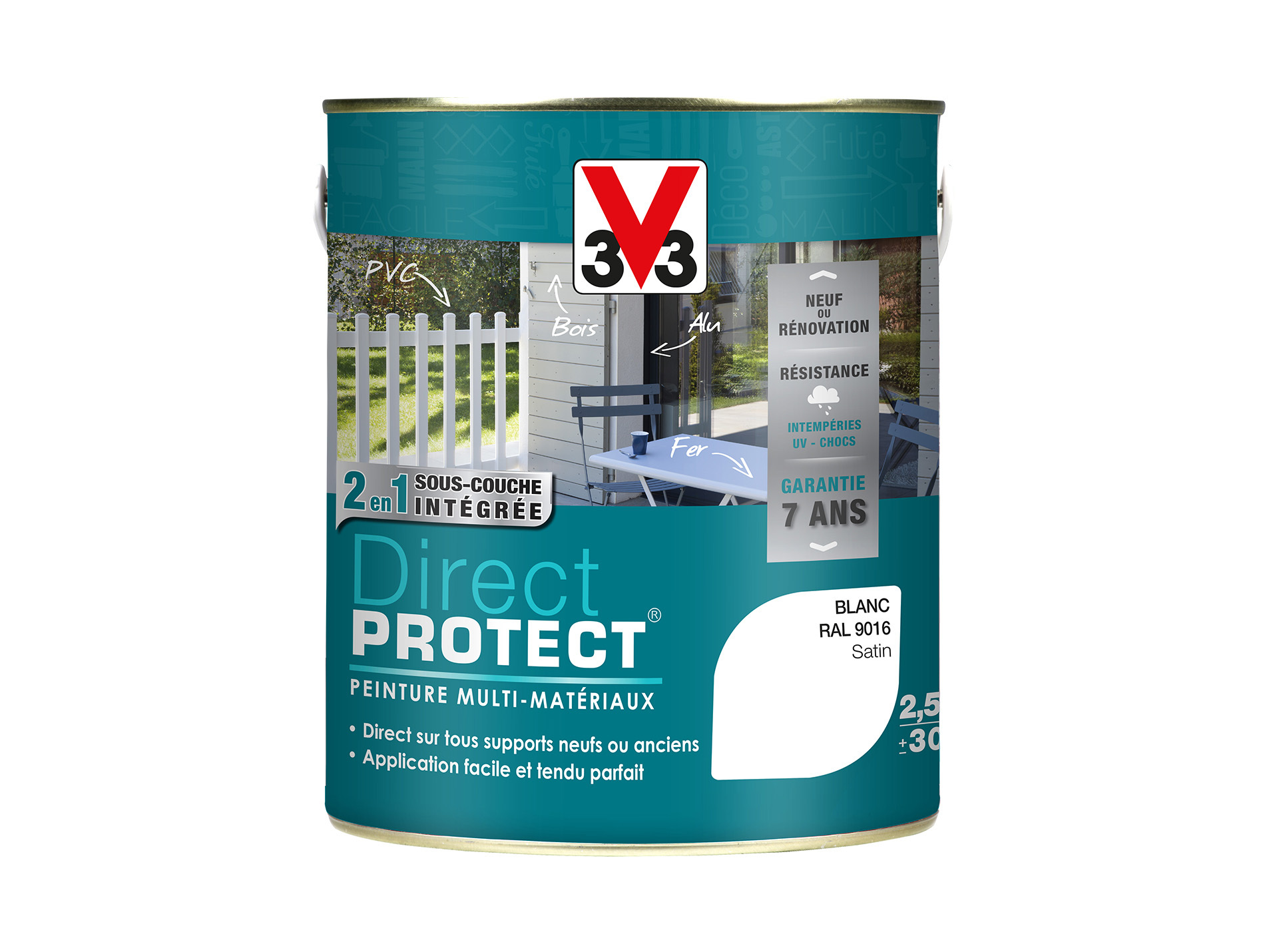 Peinture ext V33 Direct Protect Satiné Blanc 2,5L