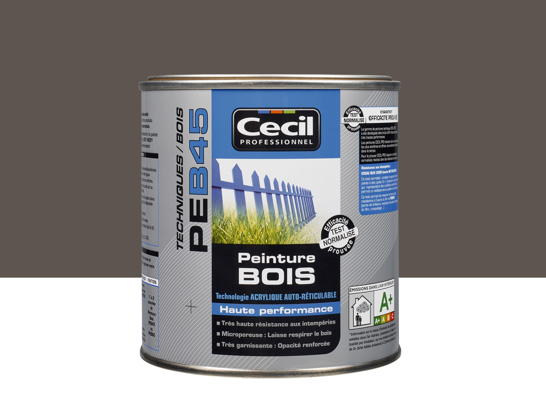 Peinture bois exterieur CECILPRO Satin Brun foncé 0,5L