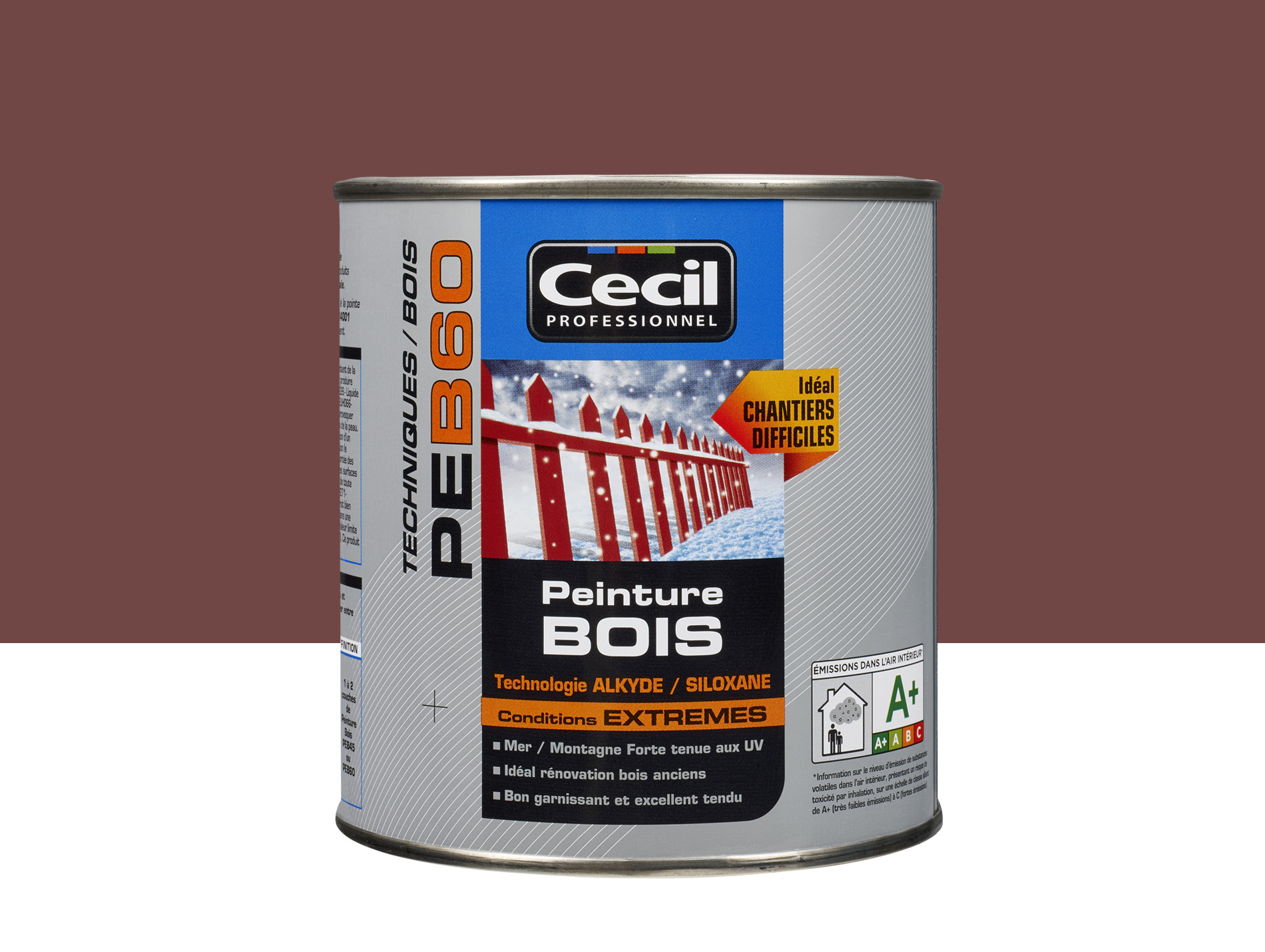Peinture bois exterieur CECILPRO Satin Rouge Basque 0,5L