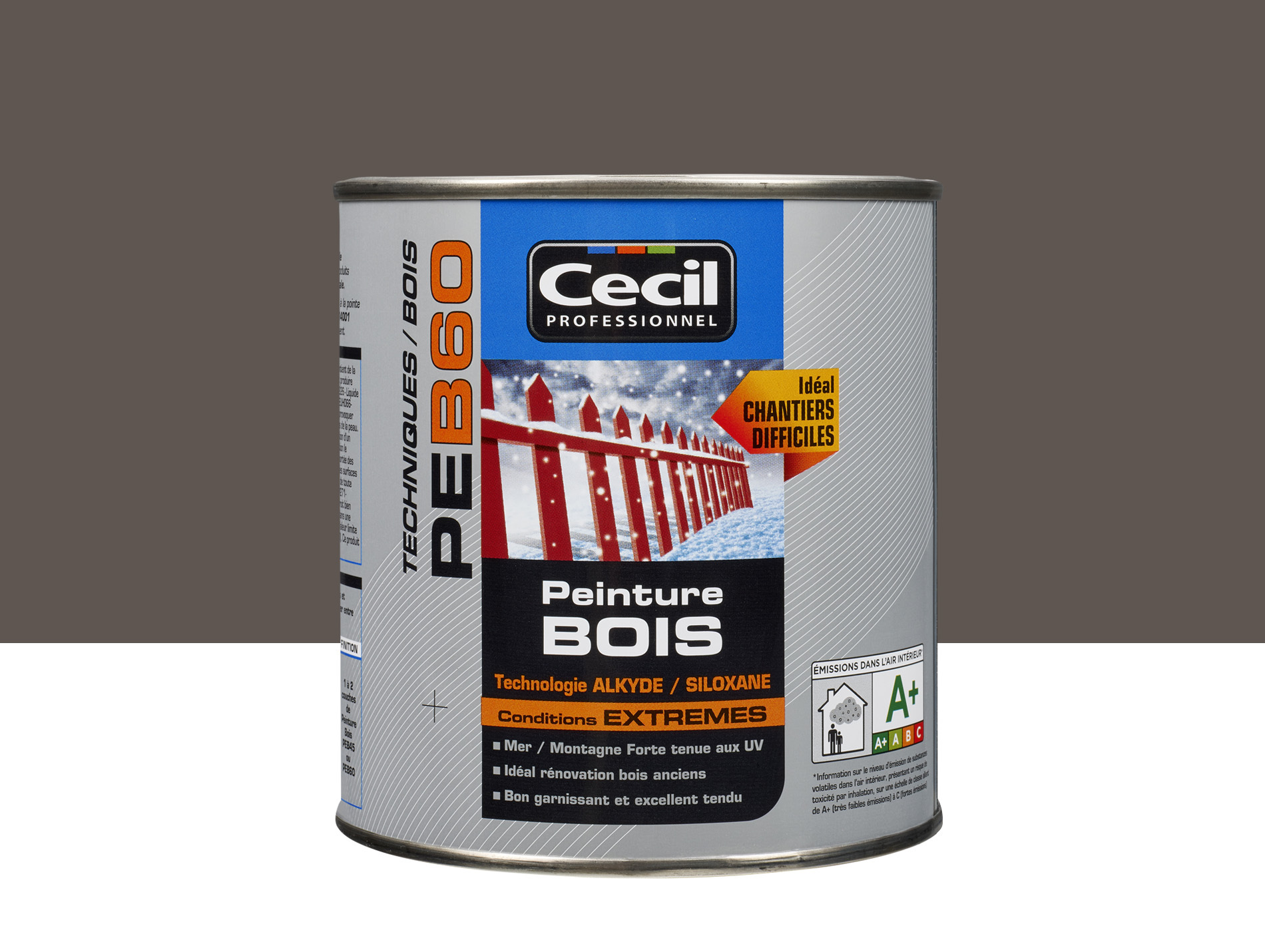 Peinture bois exterieur CECILPRO Satin Brun foncé 0,5L