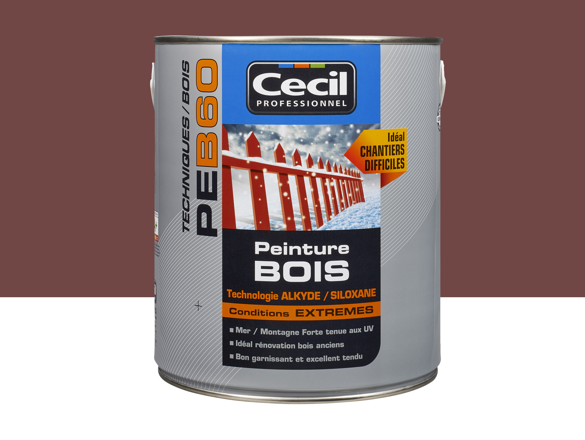 Peinture bois exterieur CECILPRO Satin Rouge Basque 2,5L