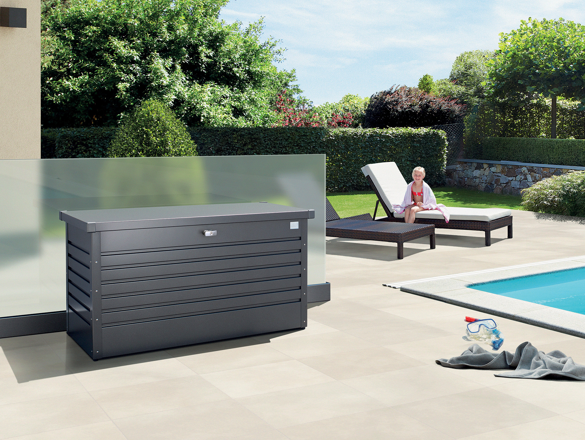 Coffre jardin BIOHORT gris foncé métallique T130