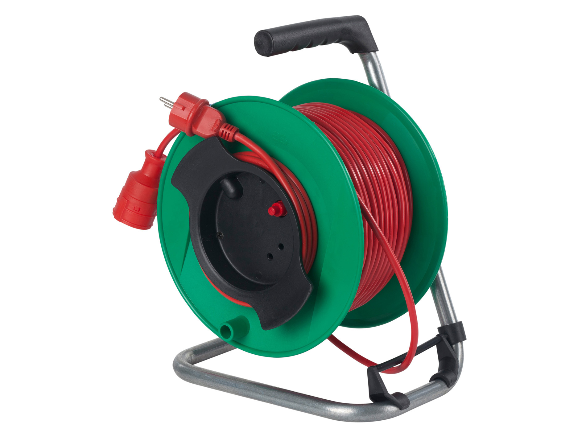 Enrouleur câble électrique 25m H05VVF 3G1.5 rouge