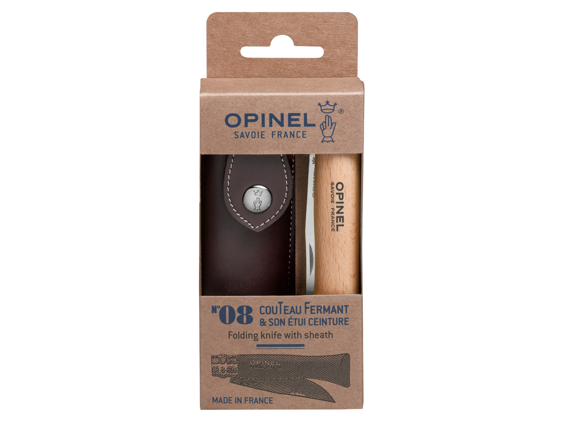 Couteau OPINEL inox n°8 avec étui