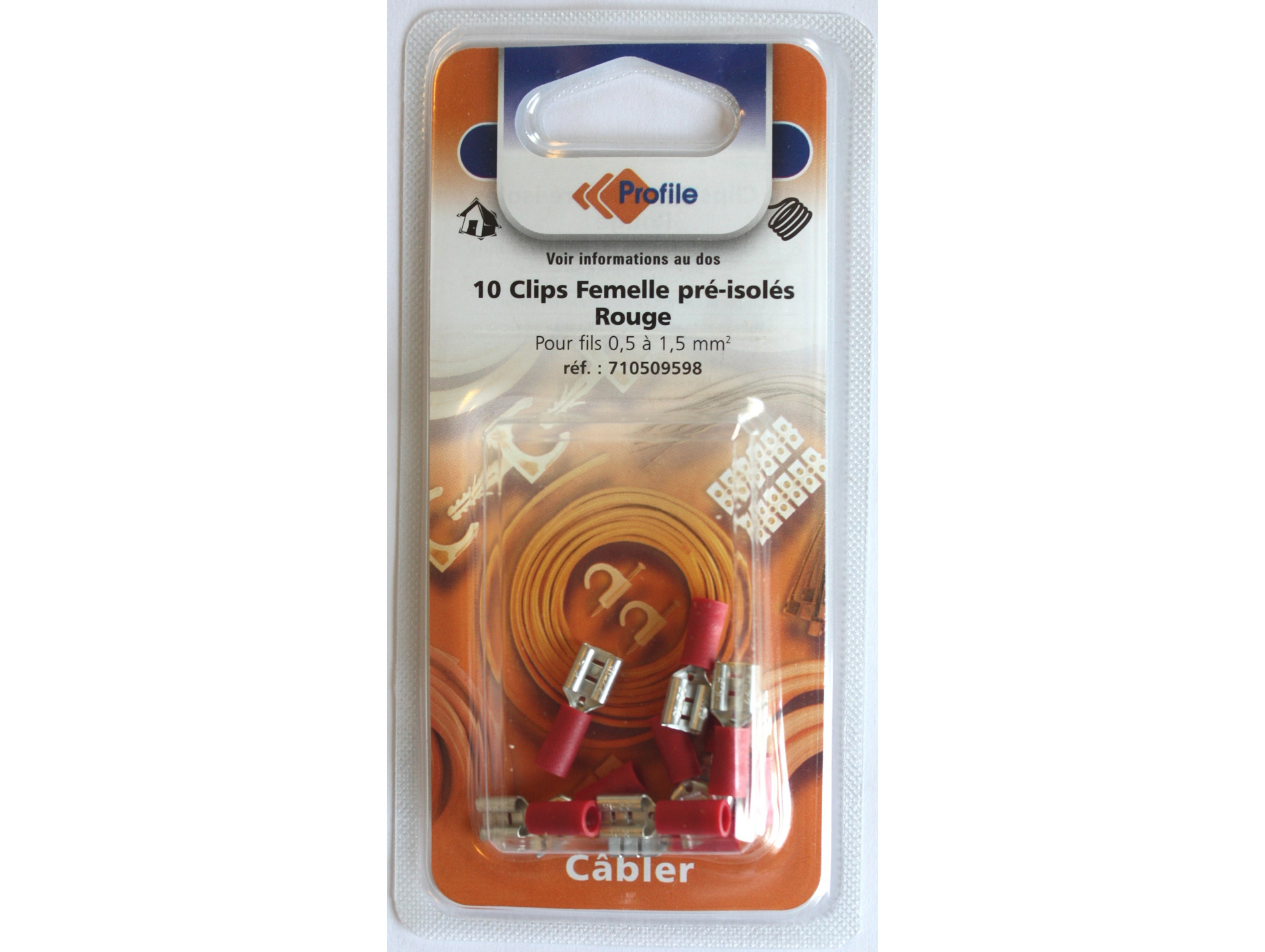 Clips pré-isolés femelles rouge X10