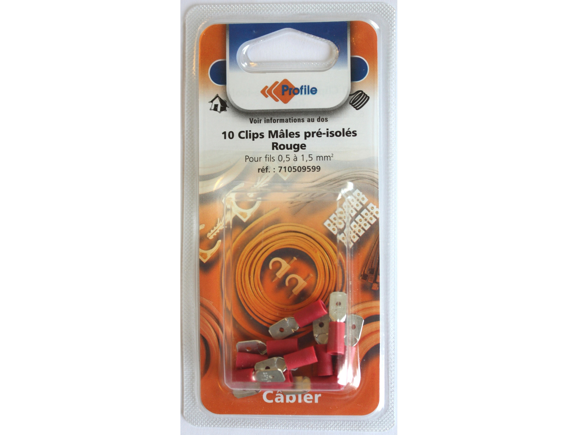 Clips pré-isolés mâles rouge X10