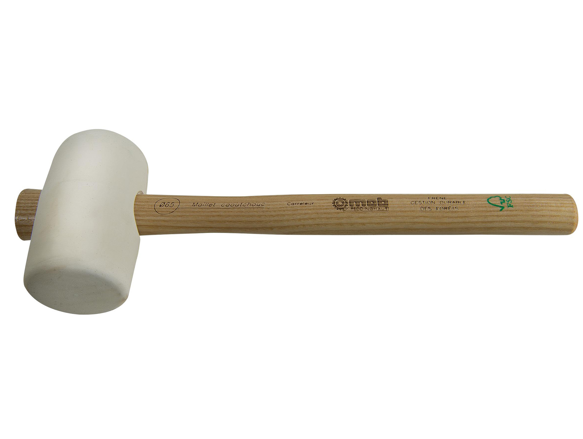 Maillet caoutchouc carreleur blanc 65mm