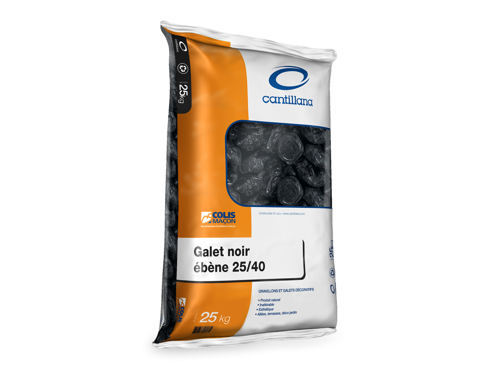 Galet roulé noir 25/40 25kg