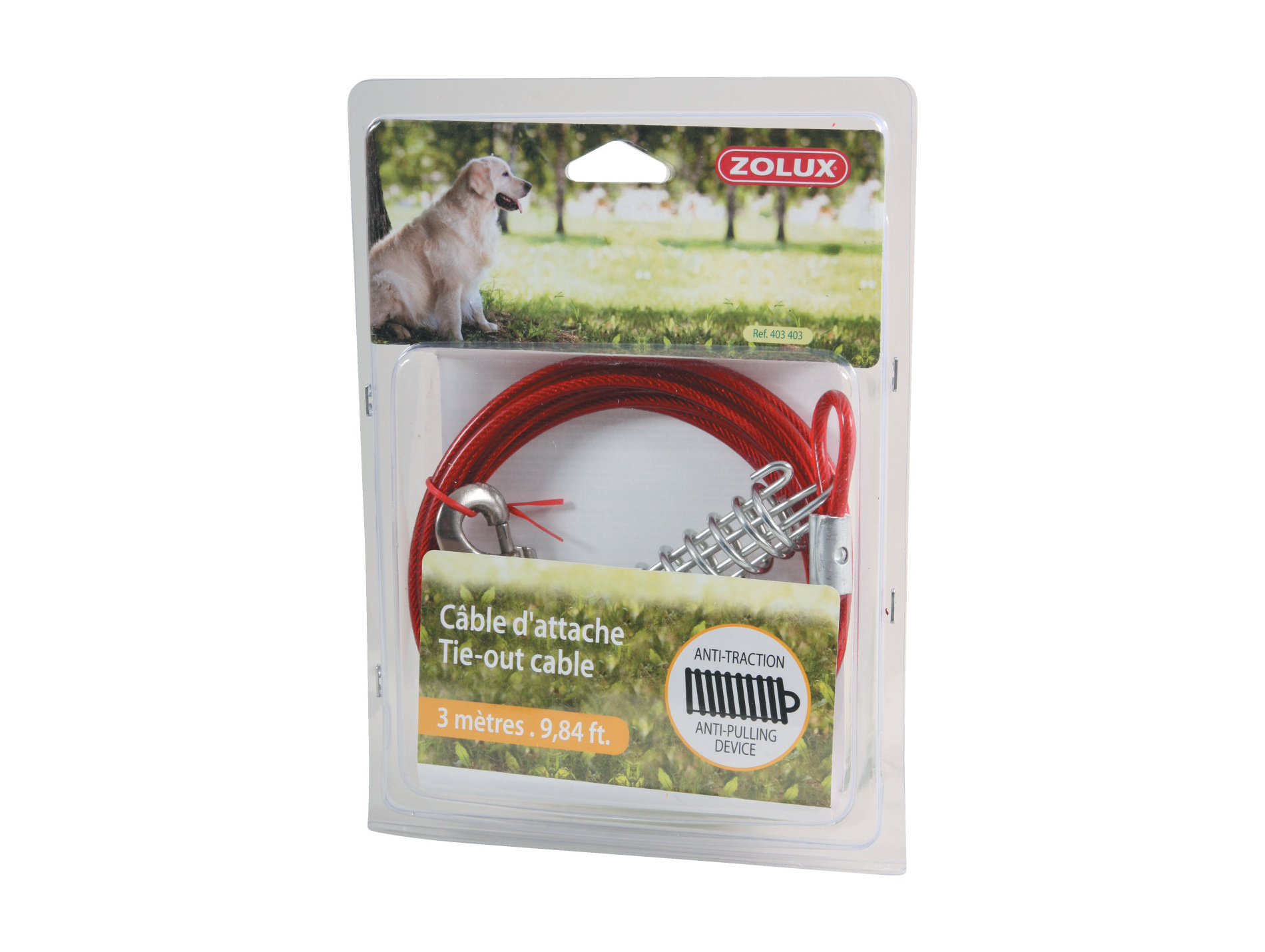Câble d'attache pour chien avec ressort ZOLUX L.3m