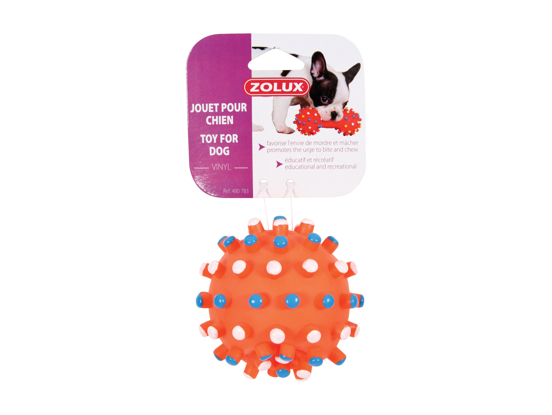 Balle picots en vinyle pour chien