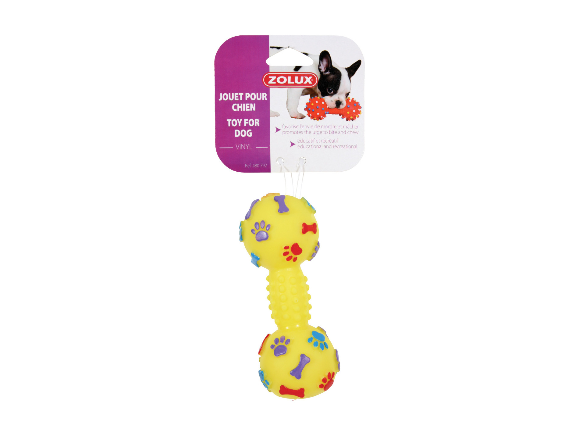 Jouet Haltère en vinyle pour chien 15cm