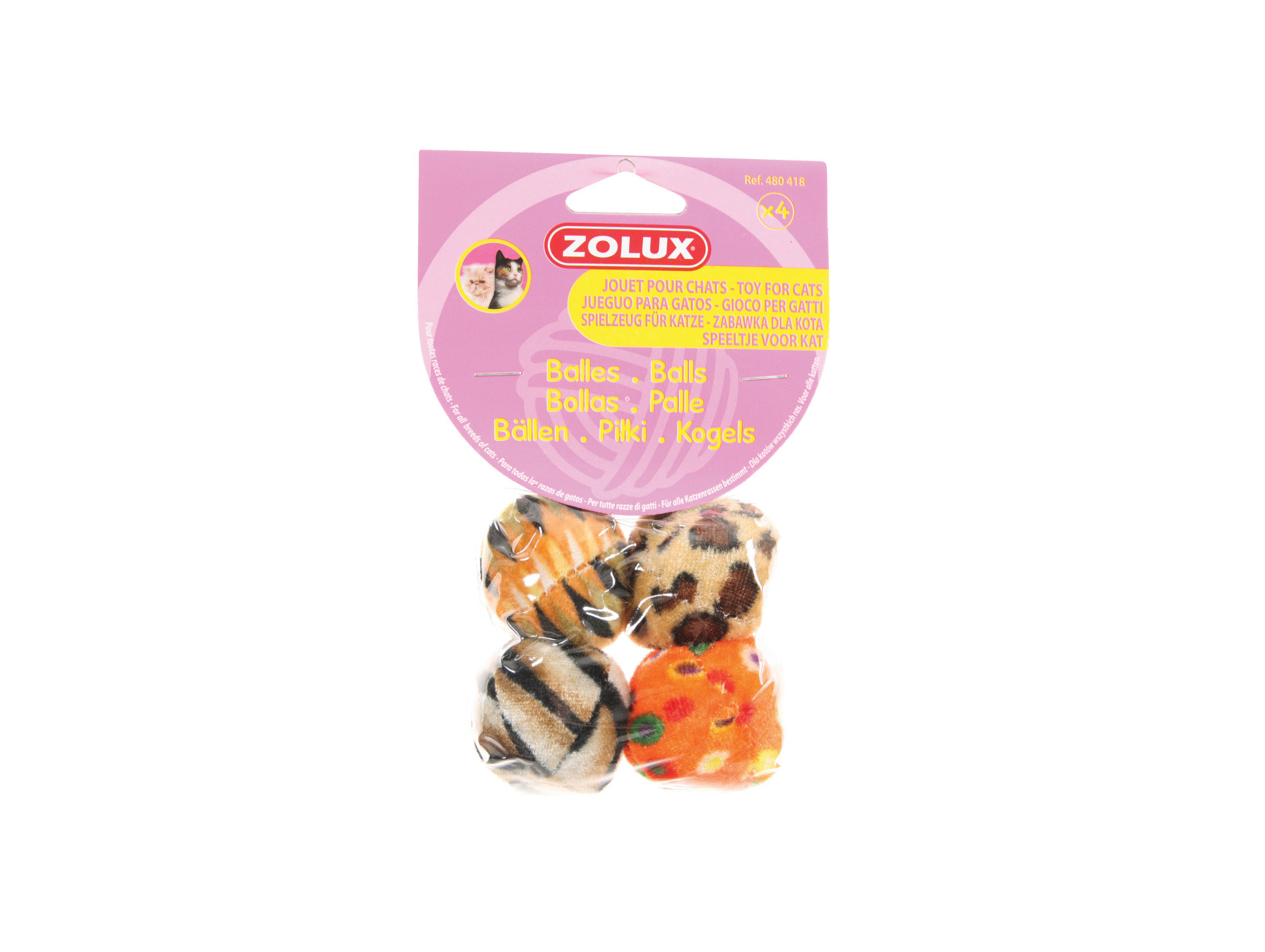 Balles pour chat multicolores x4