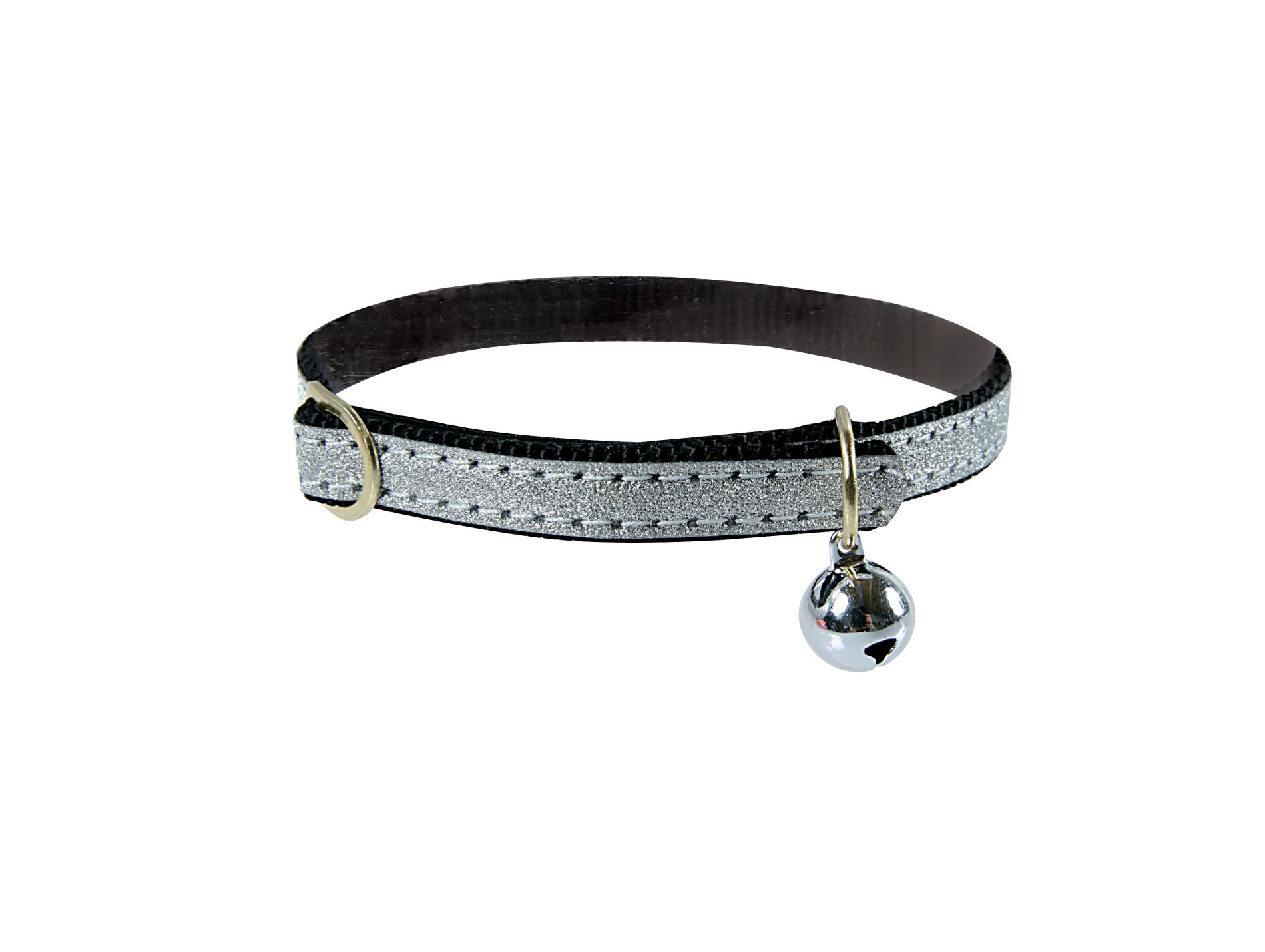 Collier chat nylon tressé et grelot noir
