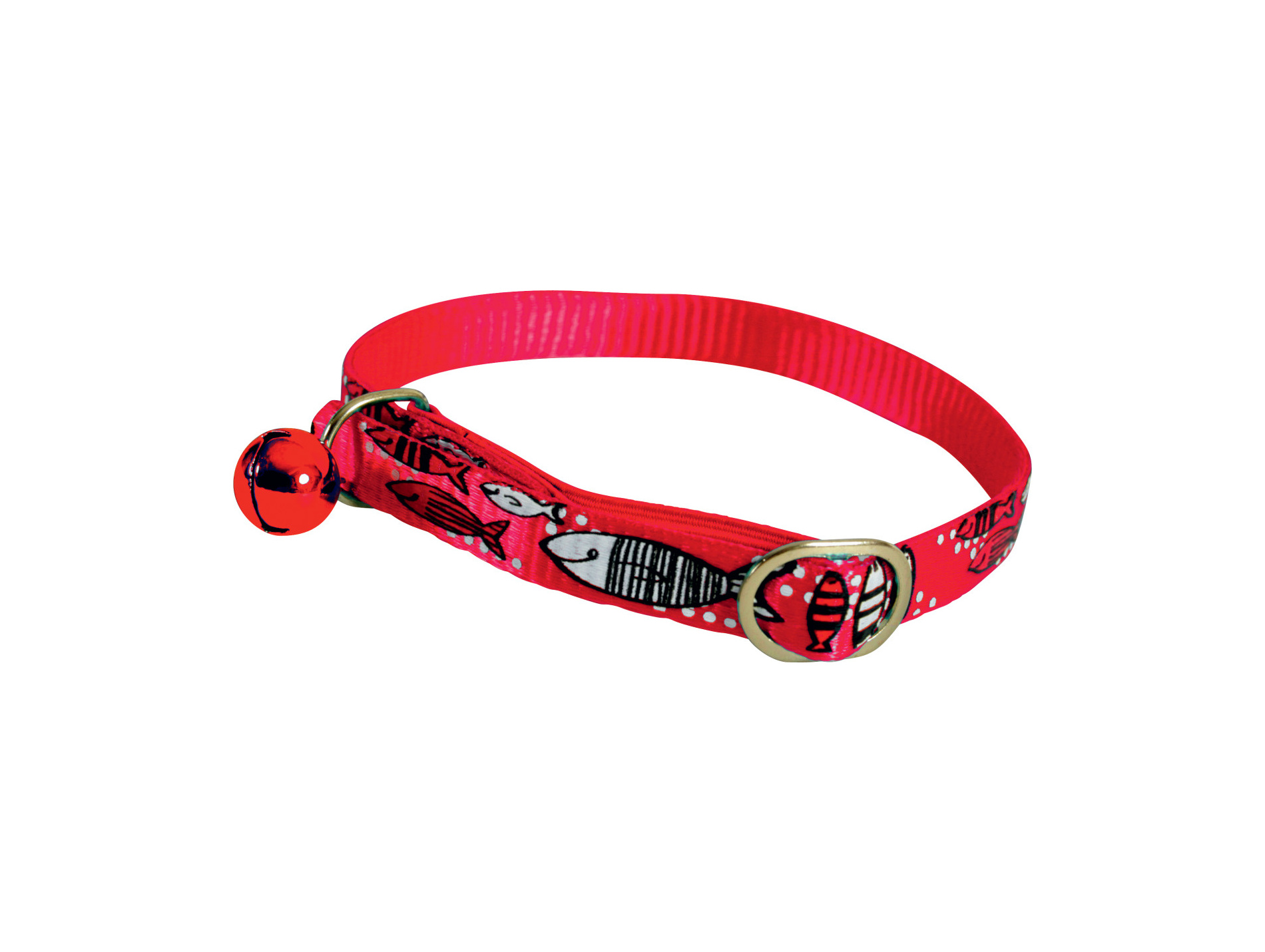 Collier chat imprimé poisson rouge