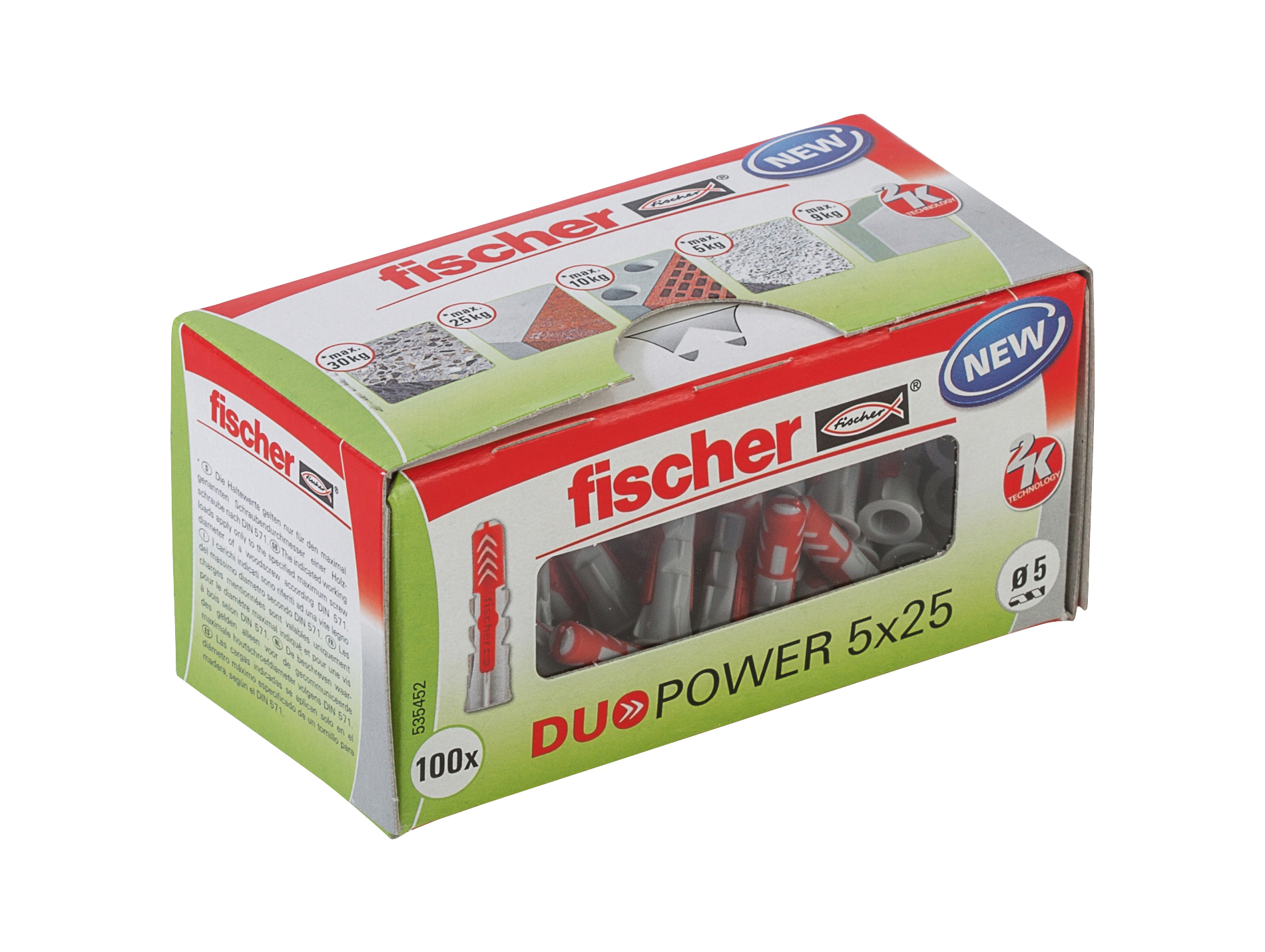 Chevilles bi-matière DuoPower FISCHER Ø5mm L.25mm x100