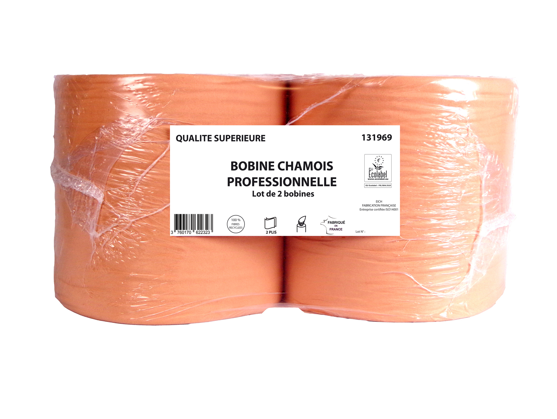 Bobine d'essuyage industrielle chamois x2