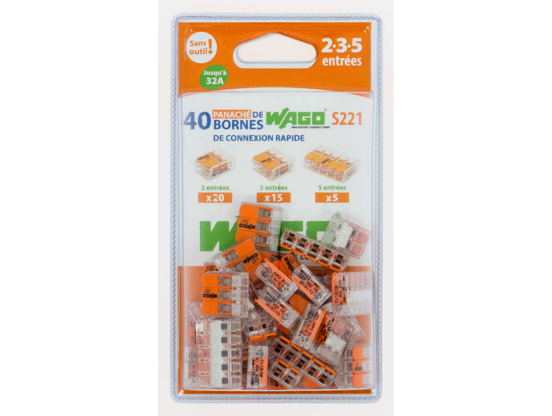 Bornes de connexion S221 assortiment de 2 à 5 entrées X40